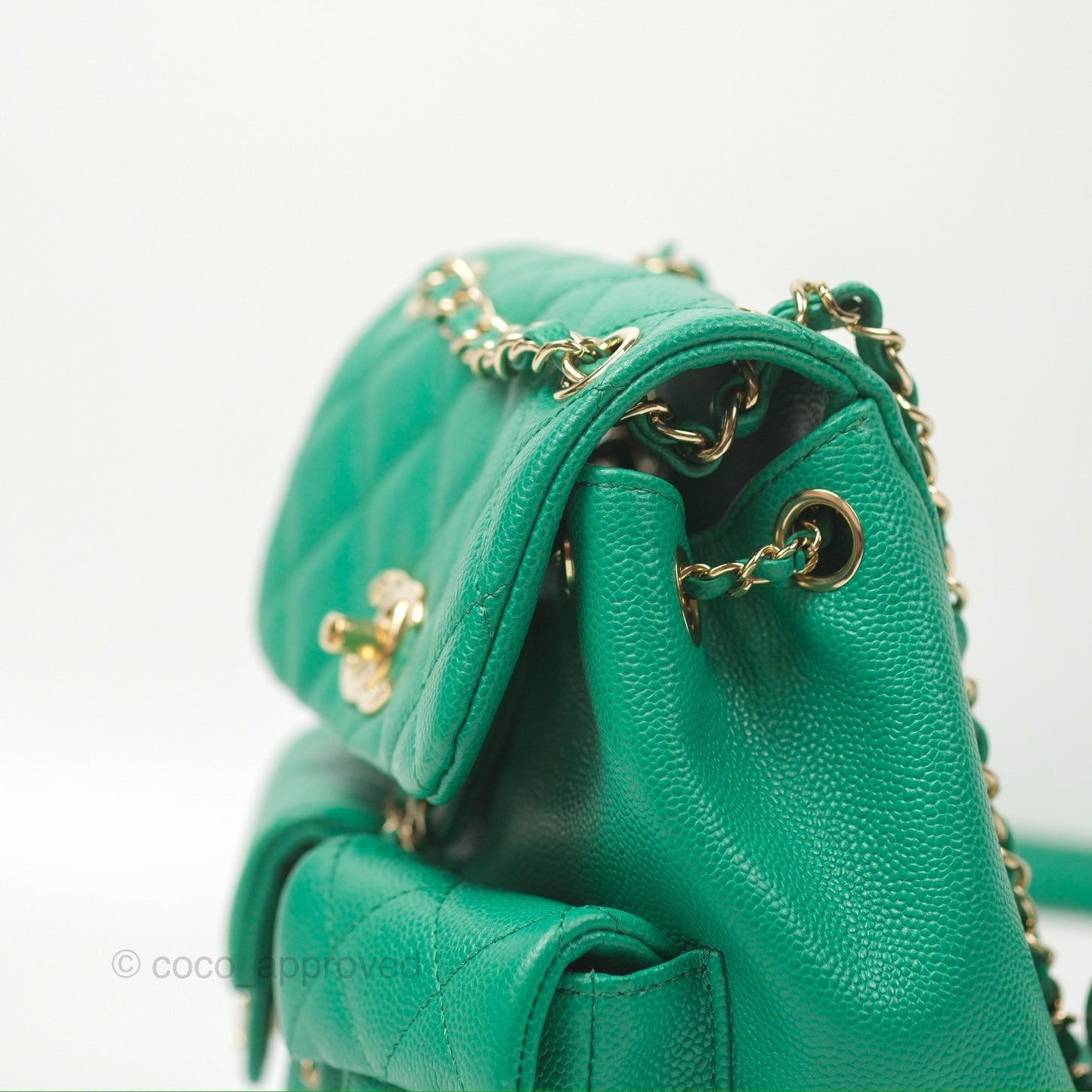 Chanel Duma Backpack Small Green Caviar Gold Hardware 23P