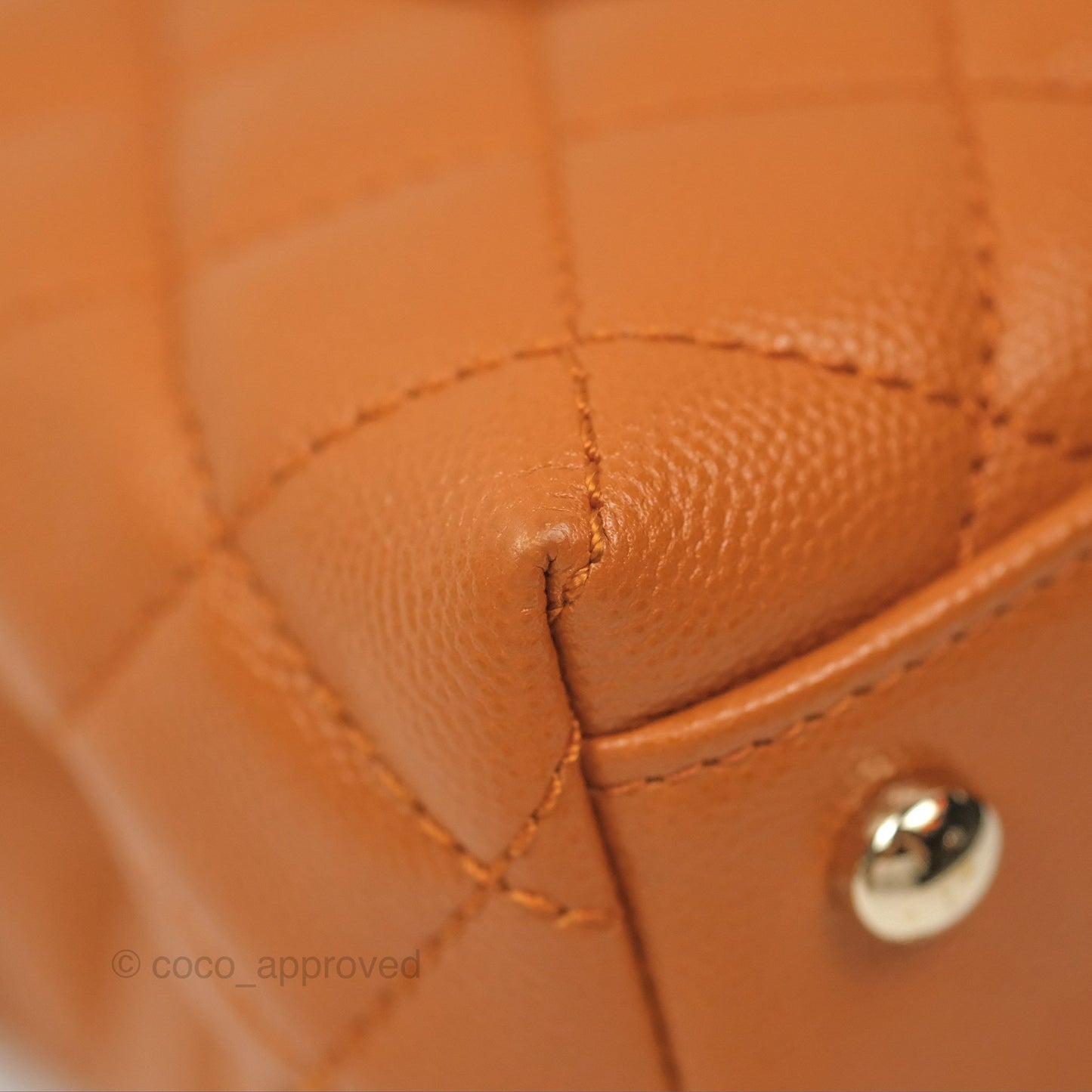 Chanel Small Coco Handle Quilted Caramel Caviar Gold Hardware 21A