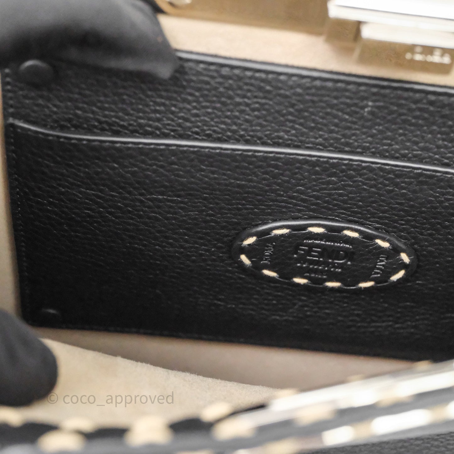 Fendi Peekaboo ISeeU Python Handle Handbag Black Calfskin Silver Hardware