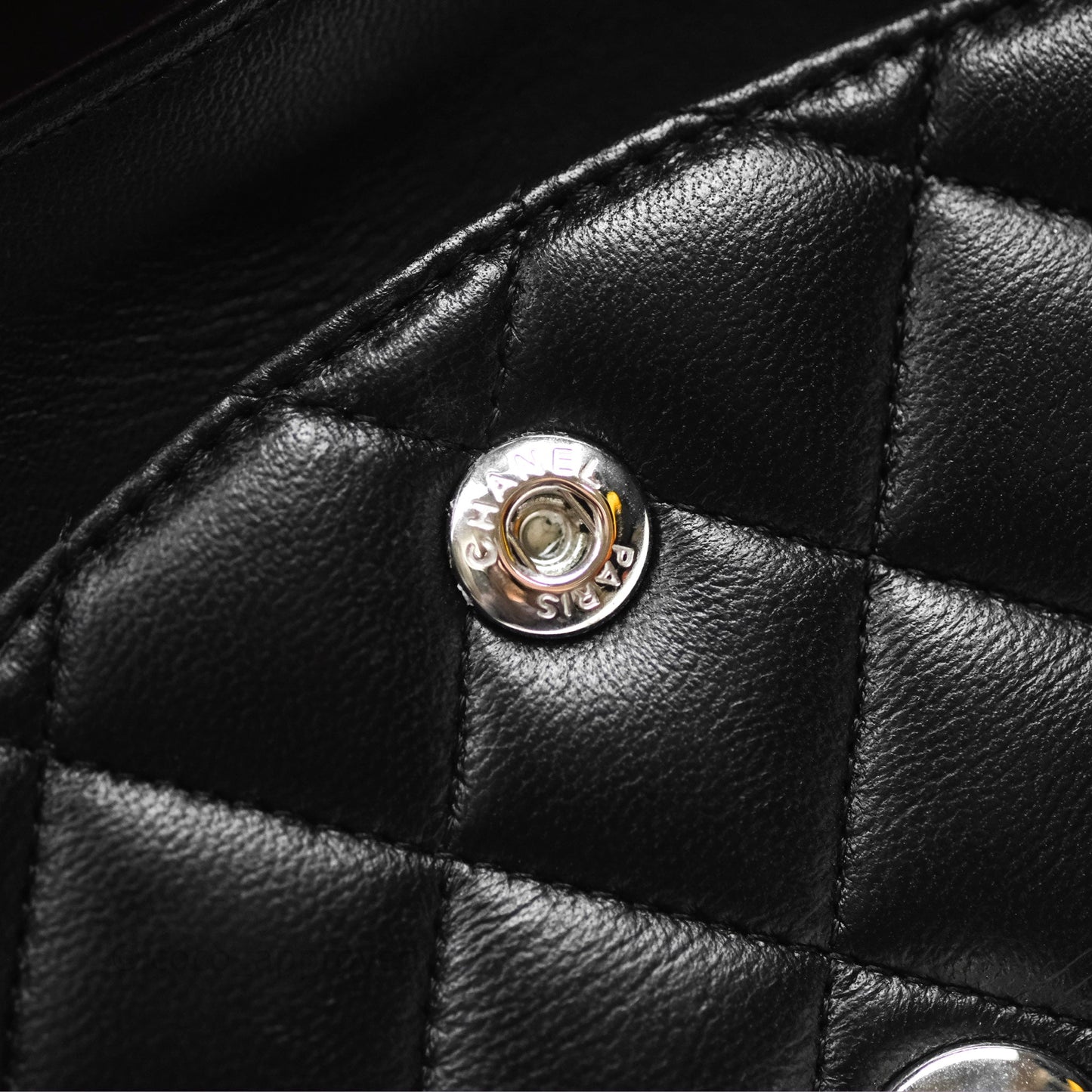 Chanel Classic M/L Medium Flap Quilted Black Lambskin Silver Hardware