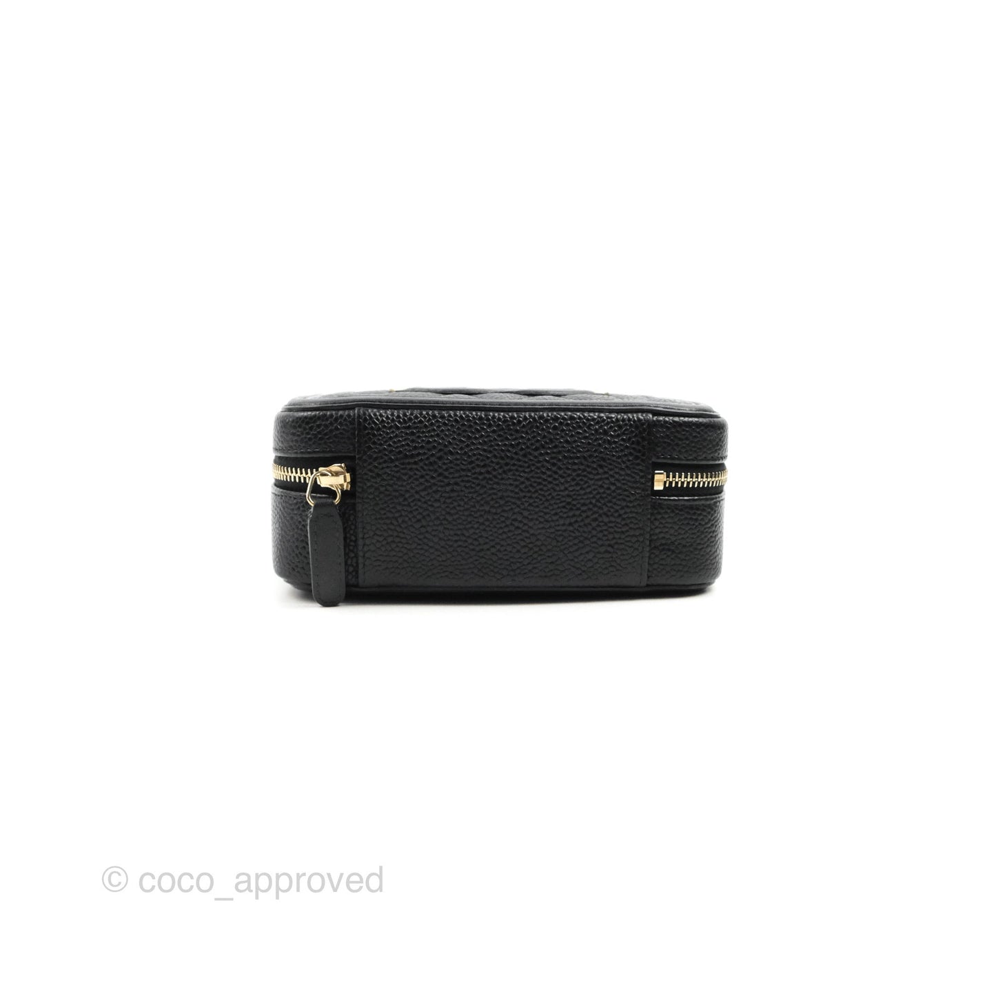 Chanel CC Filigree Vanity Clutch With Chain Caviar Black Aged Gold Hardware