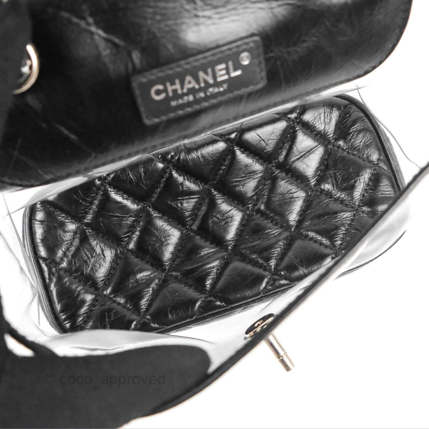 Chanel Aquarium PVC Backpack Black Crumpled Calfskin Silver Hardware