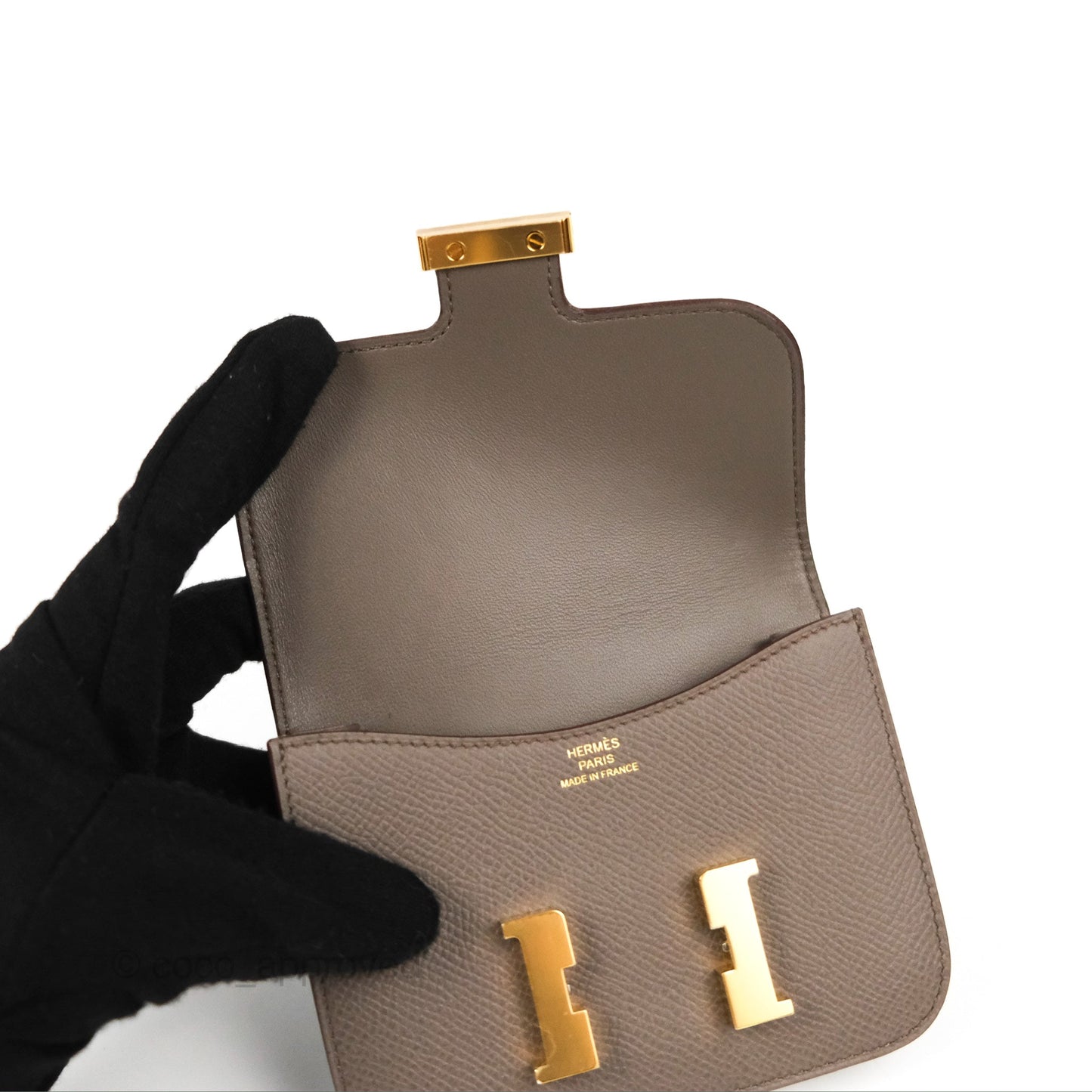 Hermès Constance Slim Wallet Etain Epsom Gold Hardware