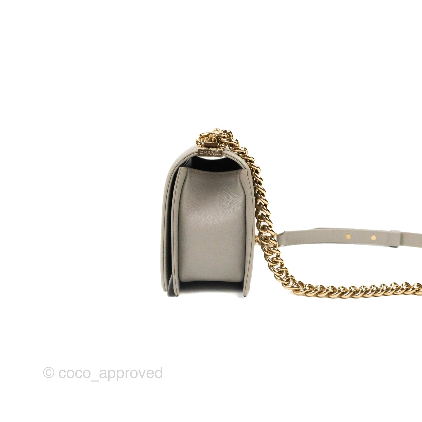 Chanel Medium Boy Chevron Grey Caviar Gold Hardware