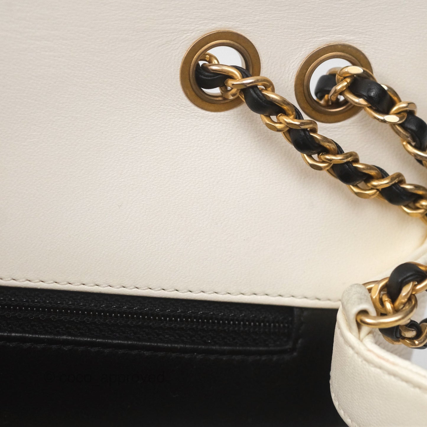 Chanel Small CC Filigree Flap Quilted Ivory Caviar