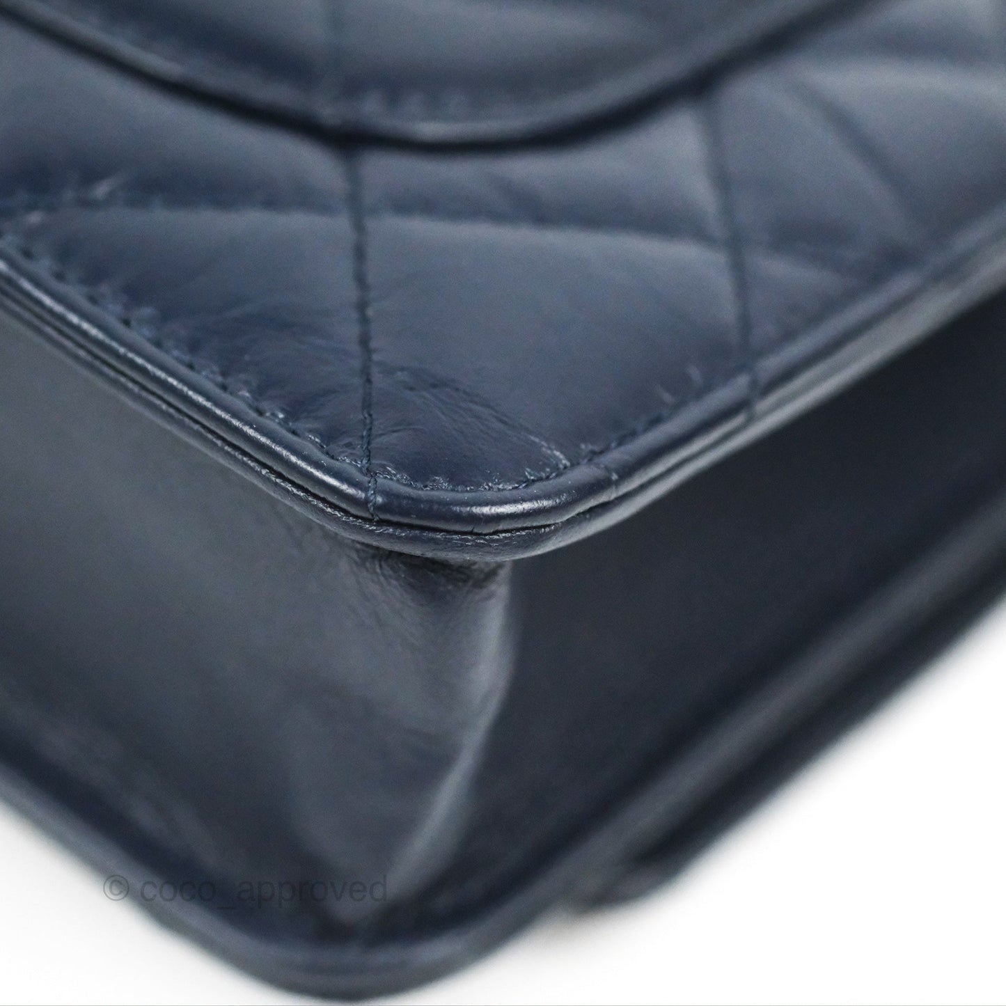 Chanel Quilted Reissue Wallet On Chain WOC Navy Aged Calfskin Gold Hardware