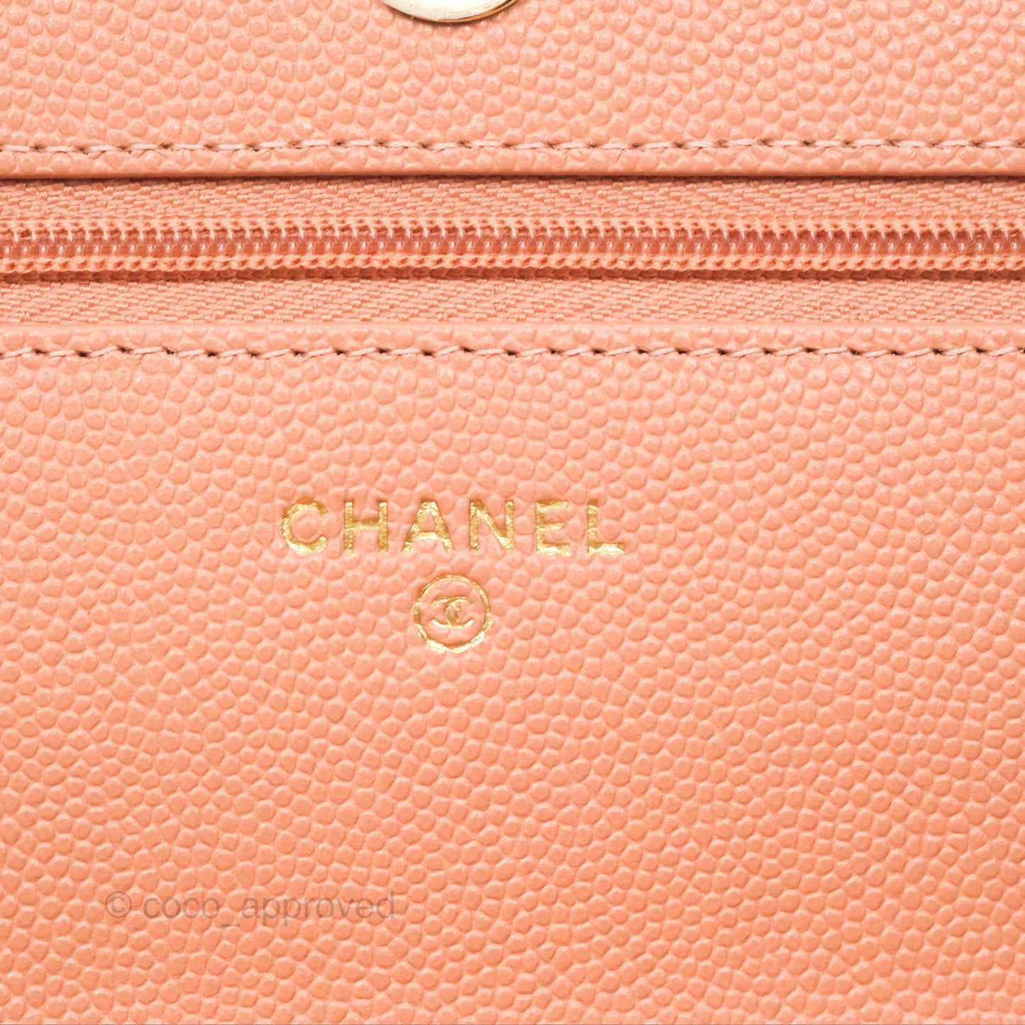 Chanel Quilted Wallet On Chain WOC Rosy Beige Caviar Gold Hardware