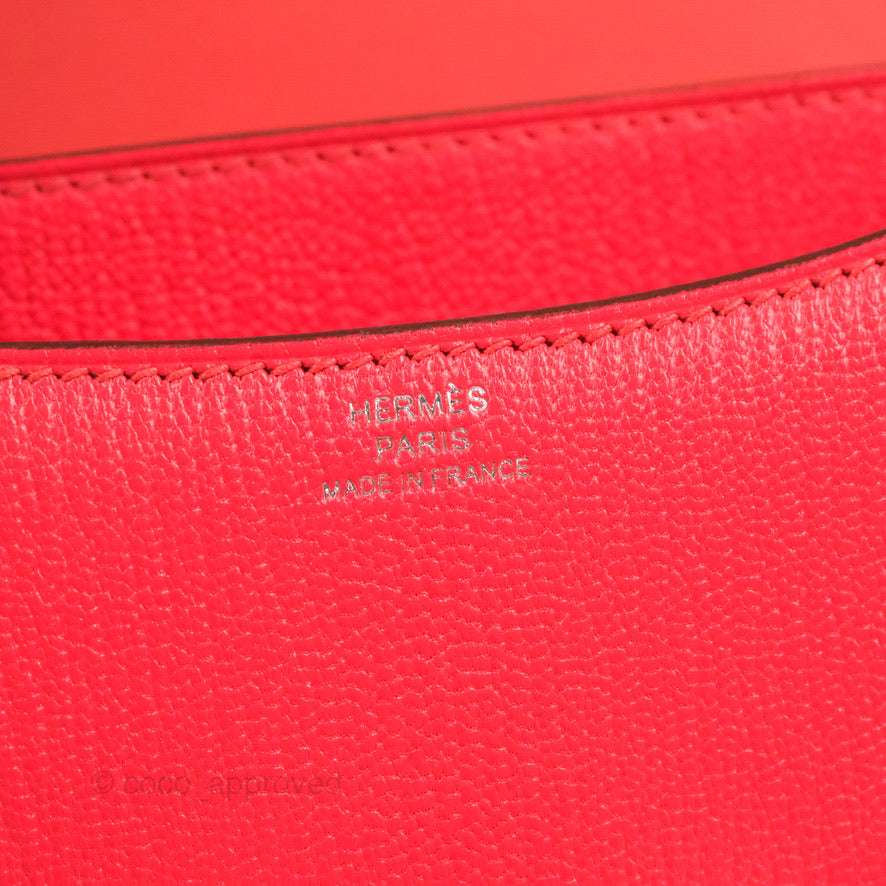 Hermès Constance Mini 18cm Rose Texas Chevre Mysore Palladium Hardware
