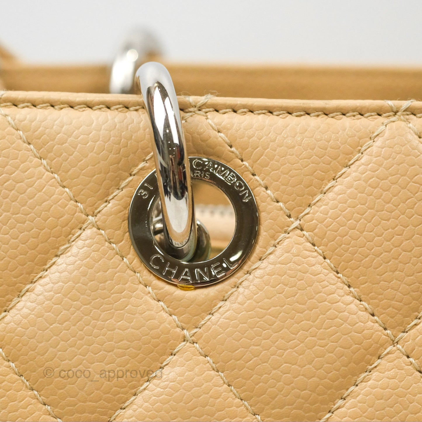 Chanel GST Beige Caviar Silver Hardware