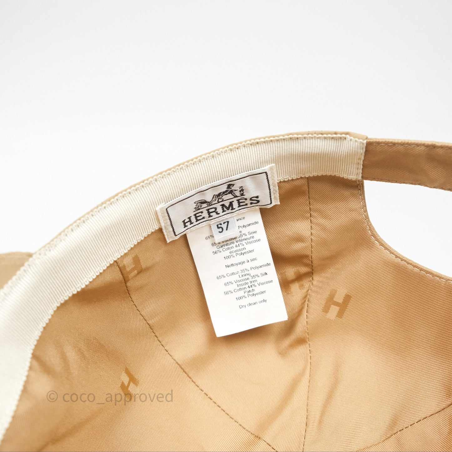 Hermès Serena Eperon D'Or Cap Beige Size 57
