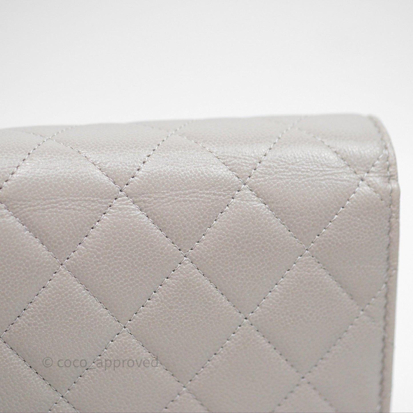 Chanel Classic Quilted Wallet on Chain WOC Grey Caviar Gold Hardware