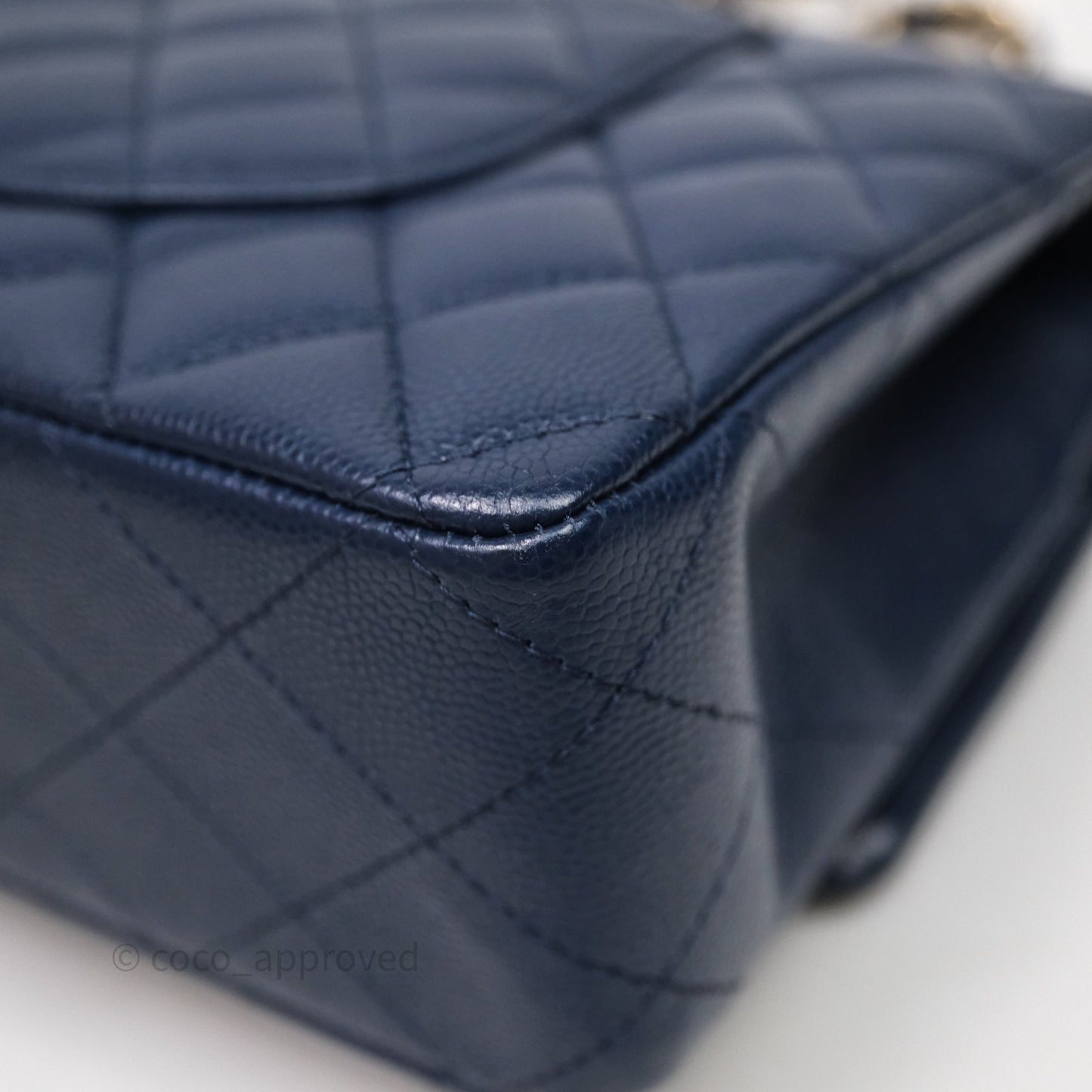 Chanel Medium Classic Flap Quilted Dark Blue Caviar Gold Hardware