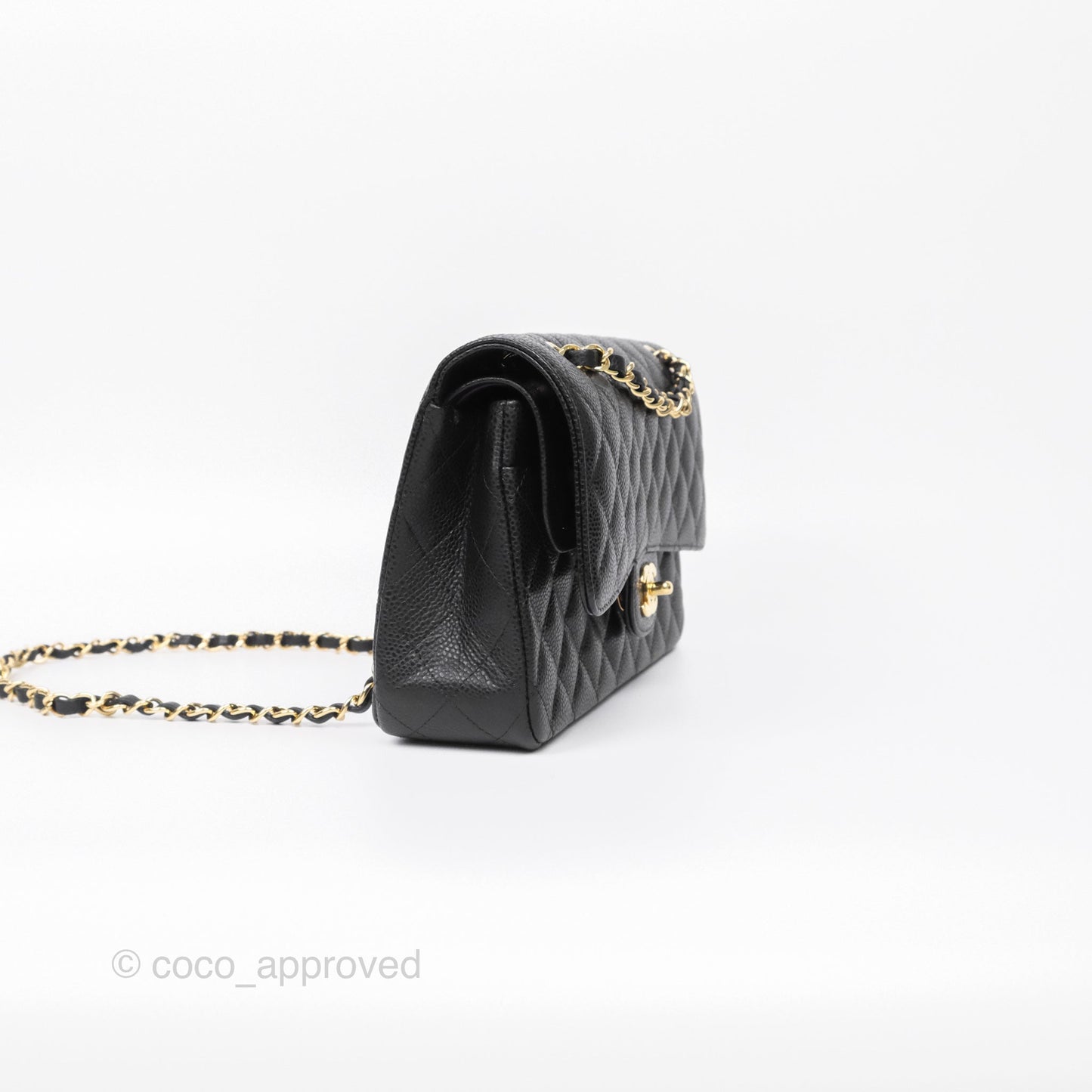 Chanel Classic M/L Medium Flap Quilted Black Caviar Gold Hardware