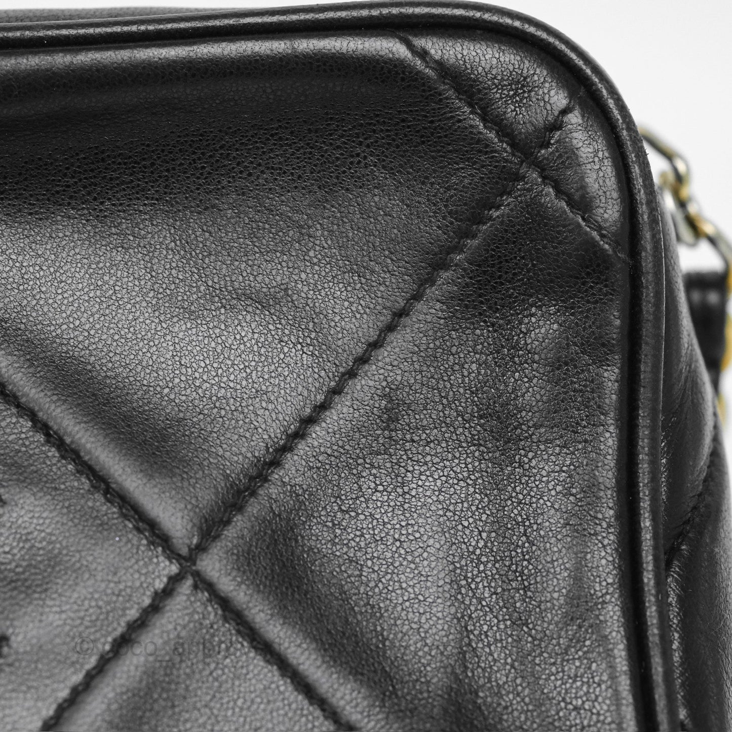 Chanel Vintage Small Camera Bag Black Lambskin Gold Hardware