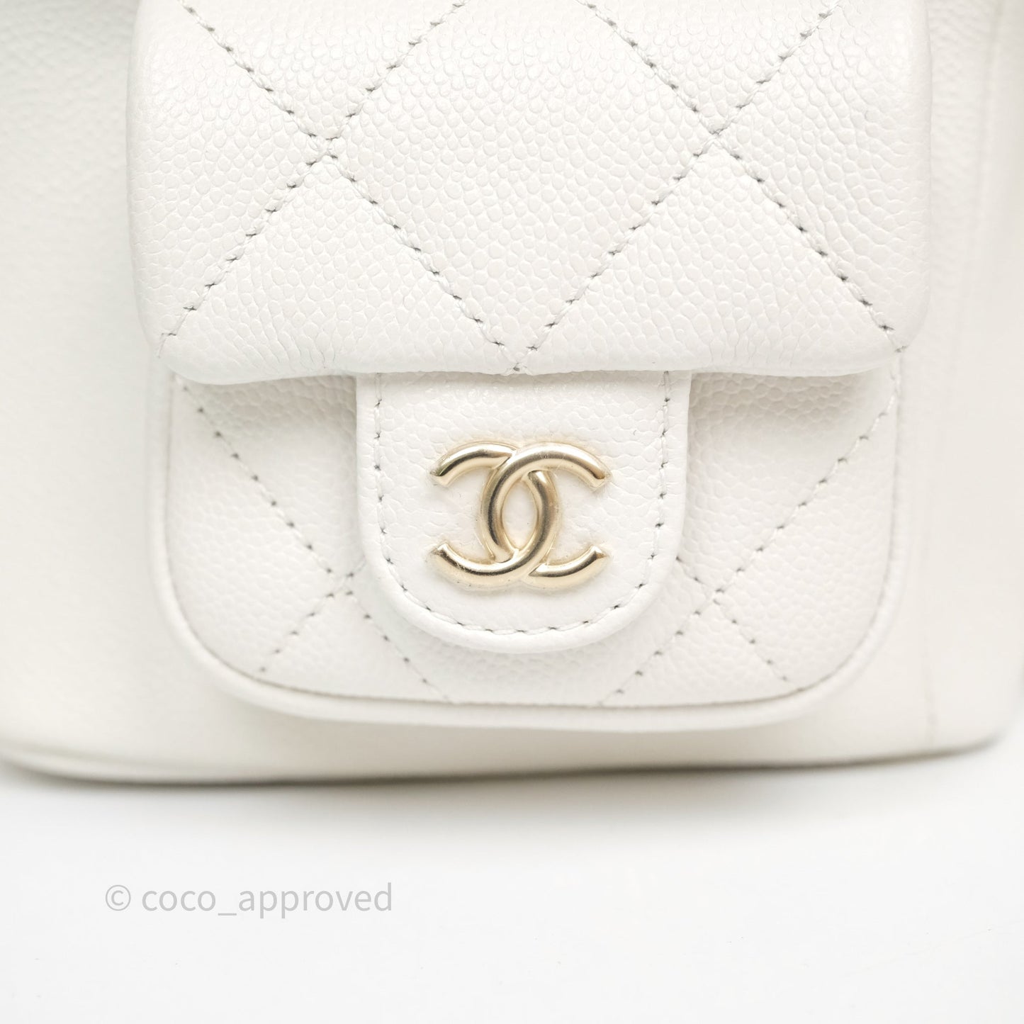 Chanel Duma Backpack White Caviar Gold Hardware 23K