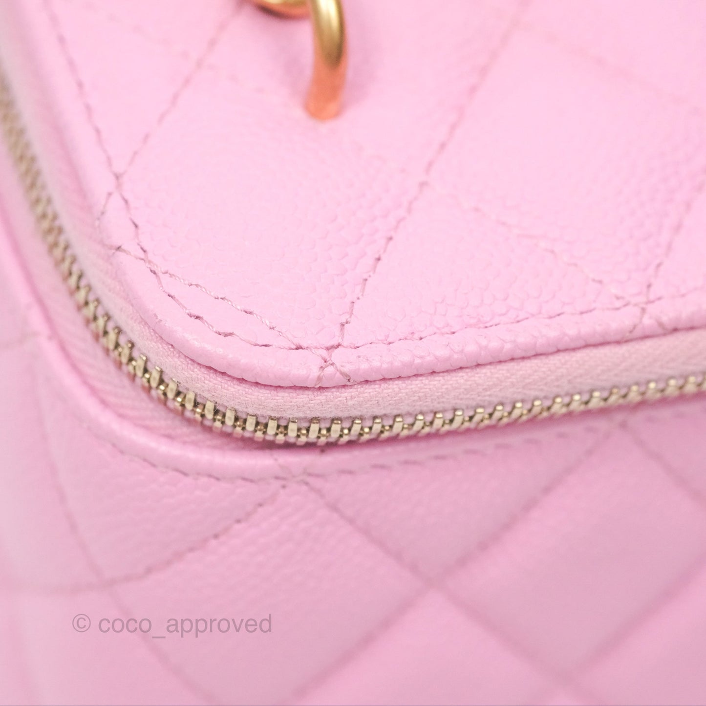 Chanel Vanity with Heart Adjustable Chain Pink Caviar Aged Gold Hardware