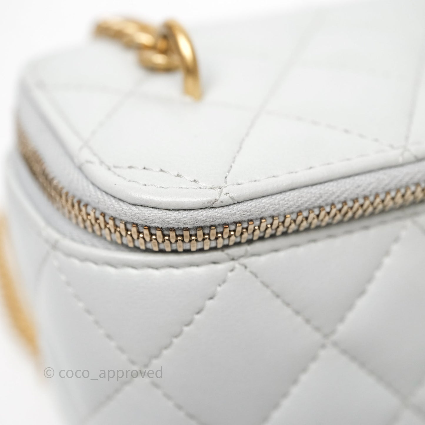 Chanel Quilted Vanity Rectangular with Camellia Adjustable Chain Blue Grey Lambskin Aged Gold Hardware