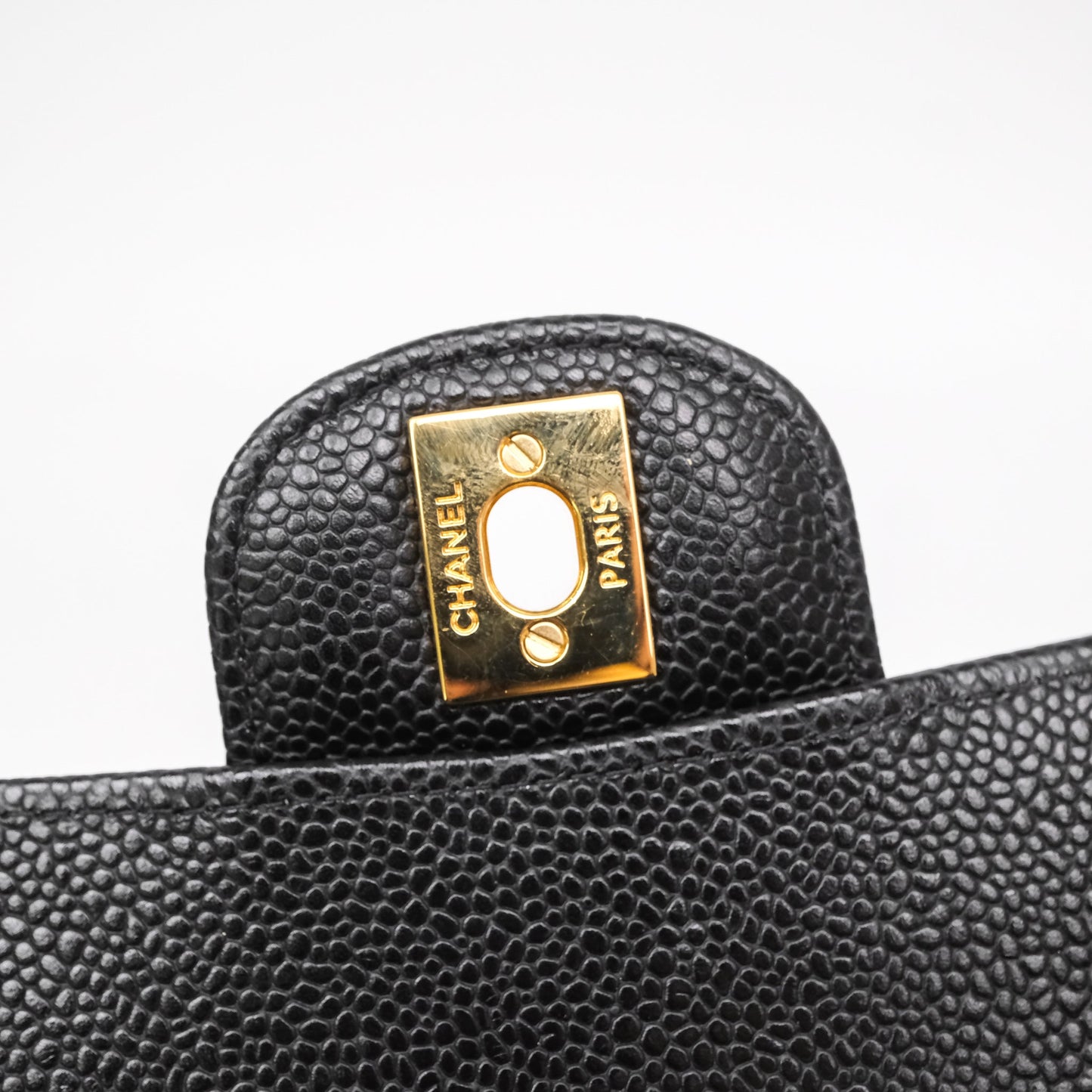 Chanel Classic M/L Medium Flap Quilted Black Caviar Gold Hardware