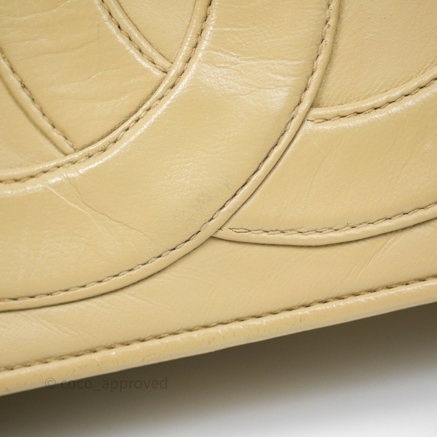 Chanel Vintage CC Flap Bag Beige Lambskin Gold Hardware