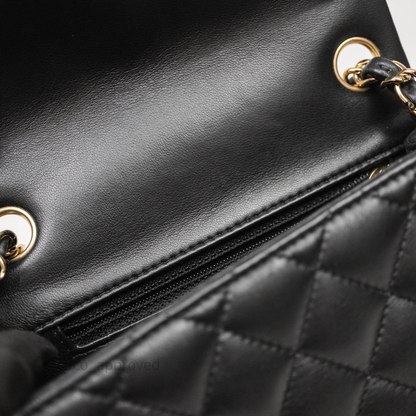 Chanel Mini Square Quilted Black Lambskin Gold Hardware