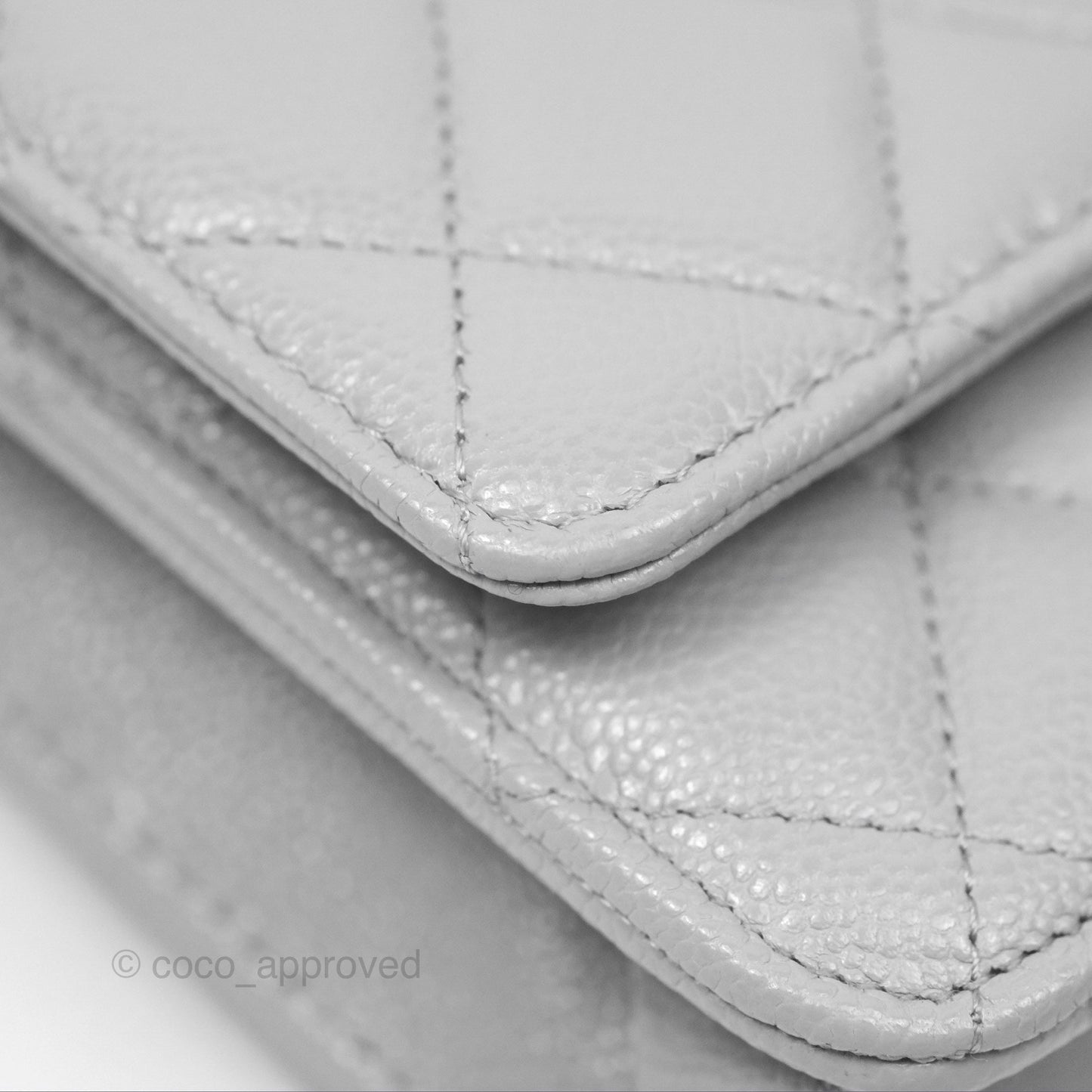 Chanel Quilted Classic Wallet on Chain WOC Grey Caviar Gold Hardware