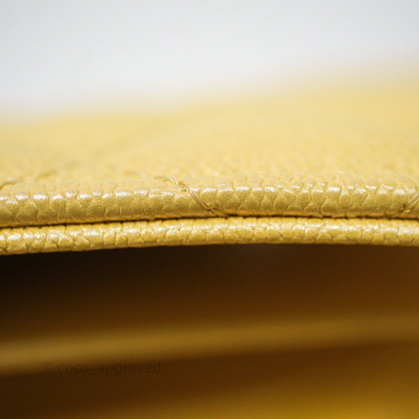 Chanel Classic M/L Medium Flap Quilted Iridescent Yellow Caviar Gold Hardware
