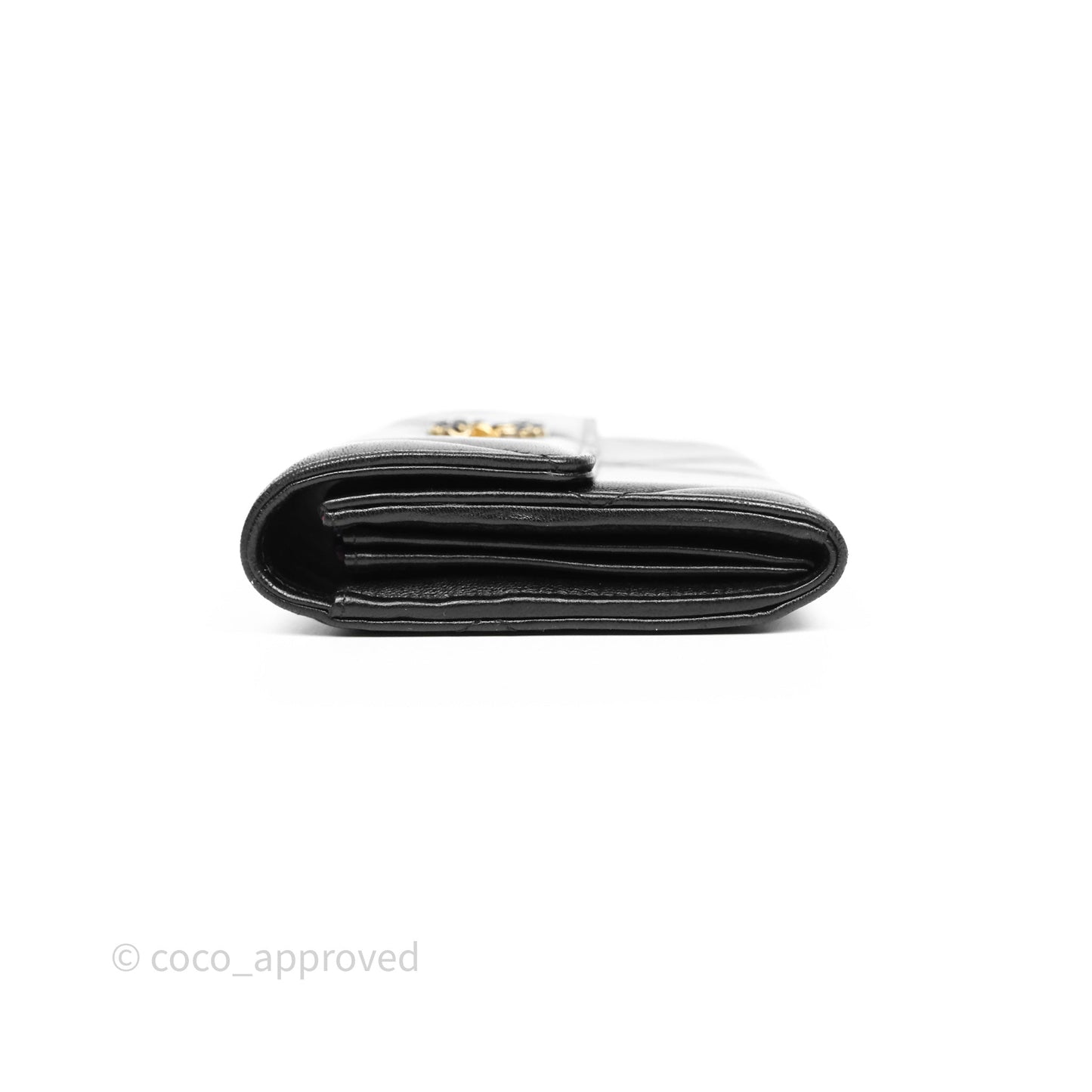 Chanel Quilted 19 Flap Long Wallet Black Lambskin Aged Gold Hardware
