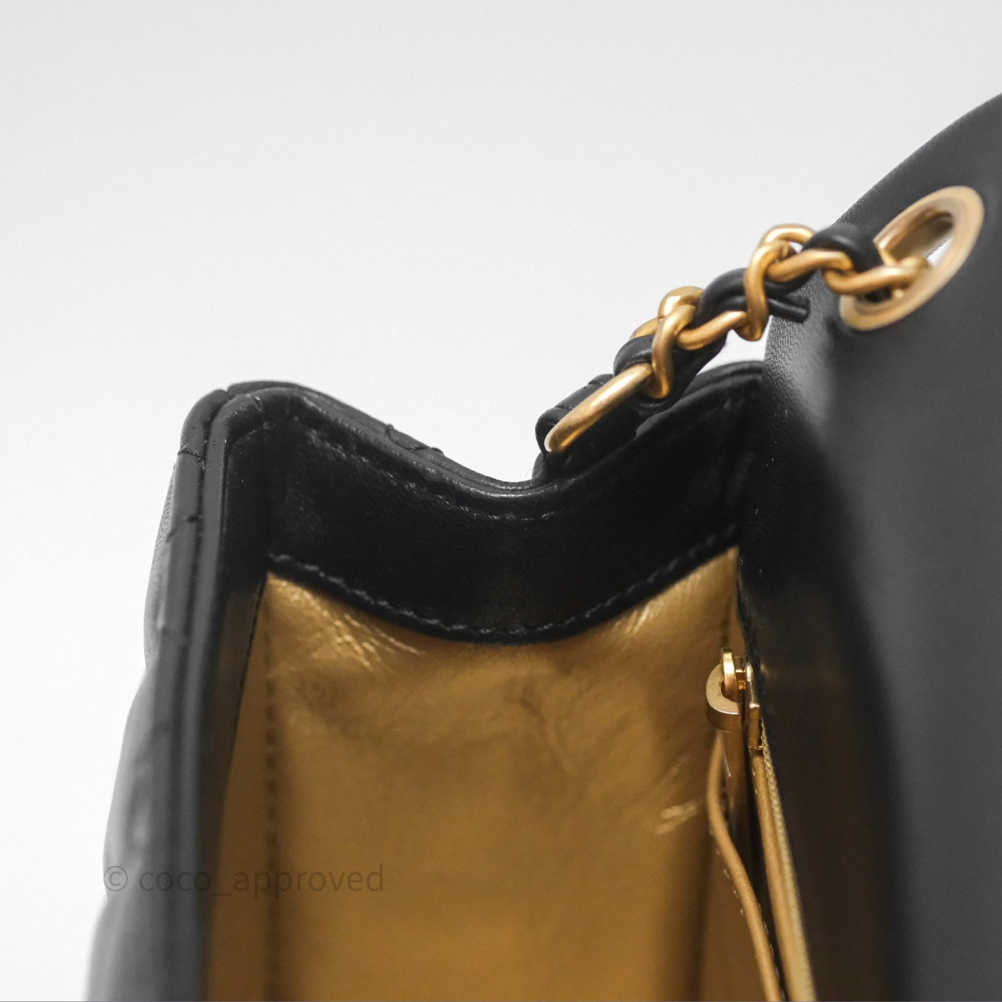 Chanel Pearl Crush Mini Square Quilted Black Lambskin Aged Gold Hardware