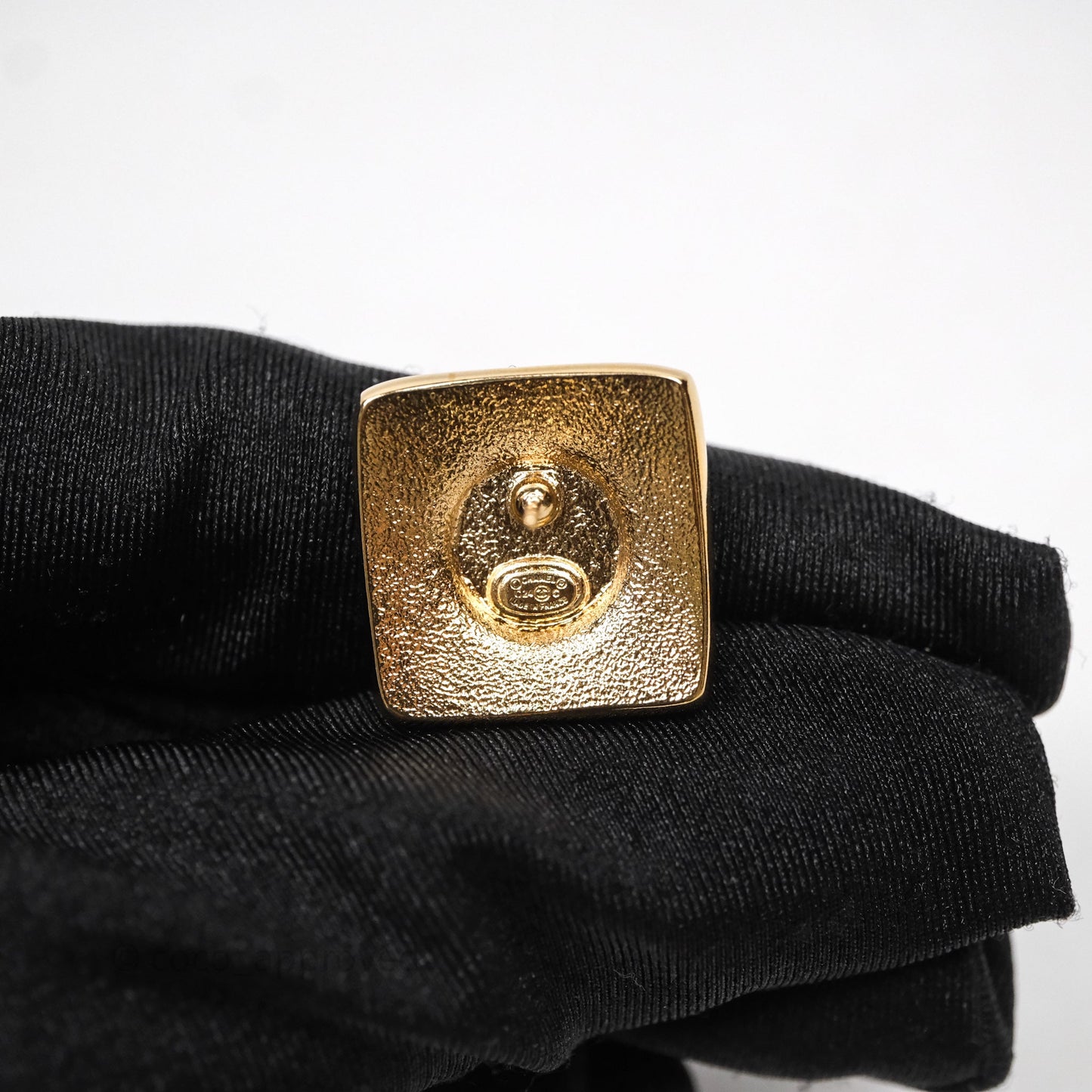 Chanel CC White Resin Square Earrings Gold Tone 24C