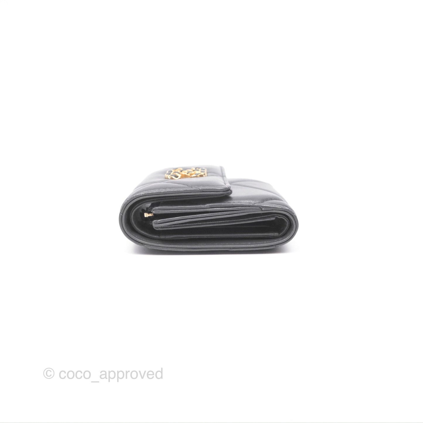 Chanel 19 Short Flap Wallet Grey Gold Hardware