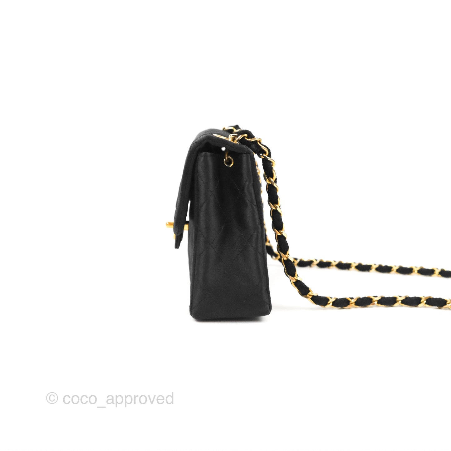 Chanel Mini Square Black Satin Gold Hardware