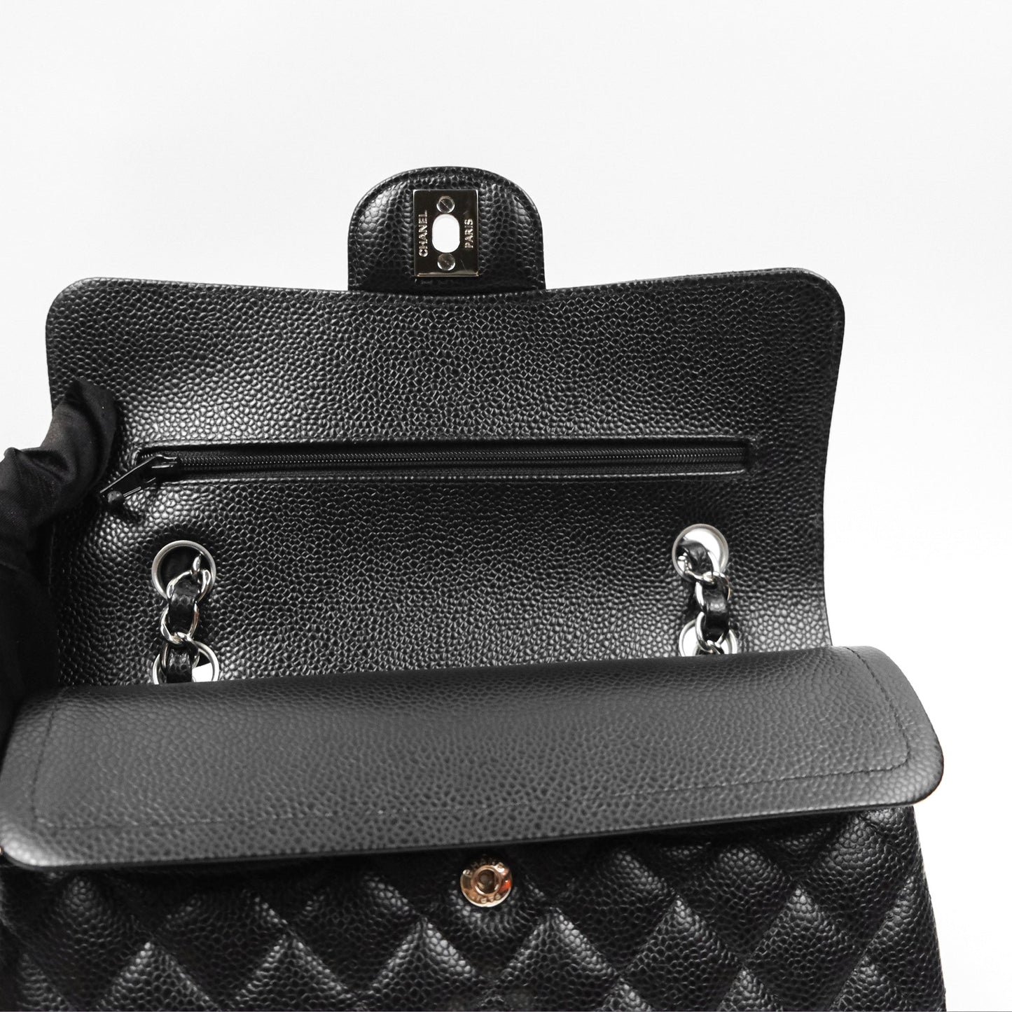 Chanel Small Classic Quilted Flap Black Caviar Silver Hardware