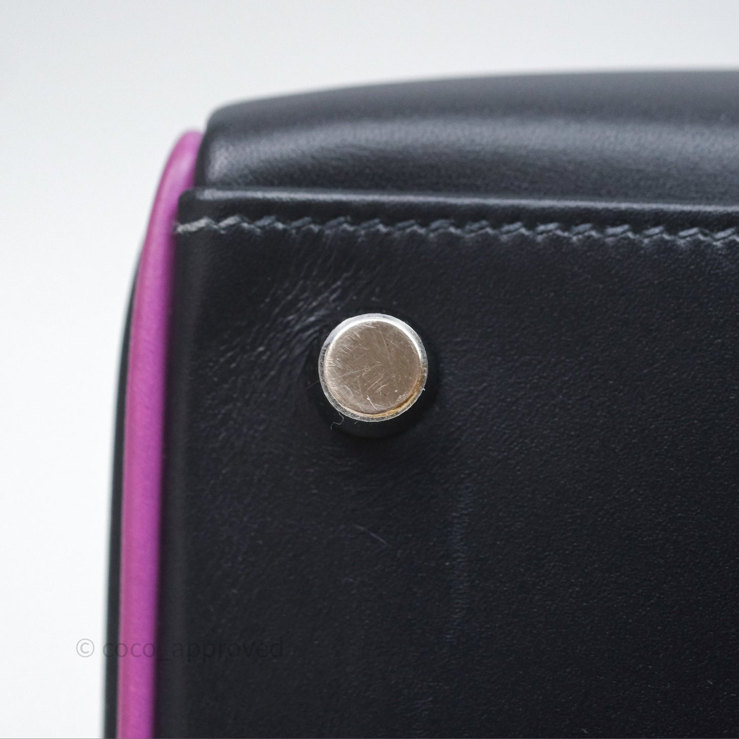 Hermès Vintage Kelly 32 Retourn Navy/Purple Box Leather Palladium Hardware