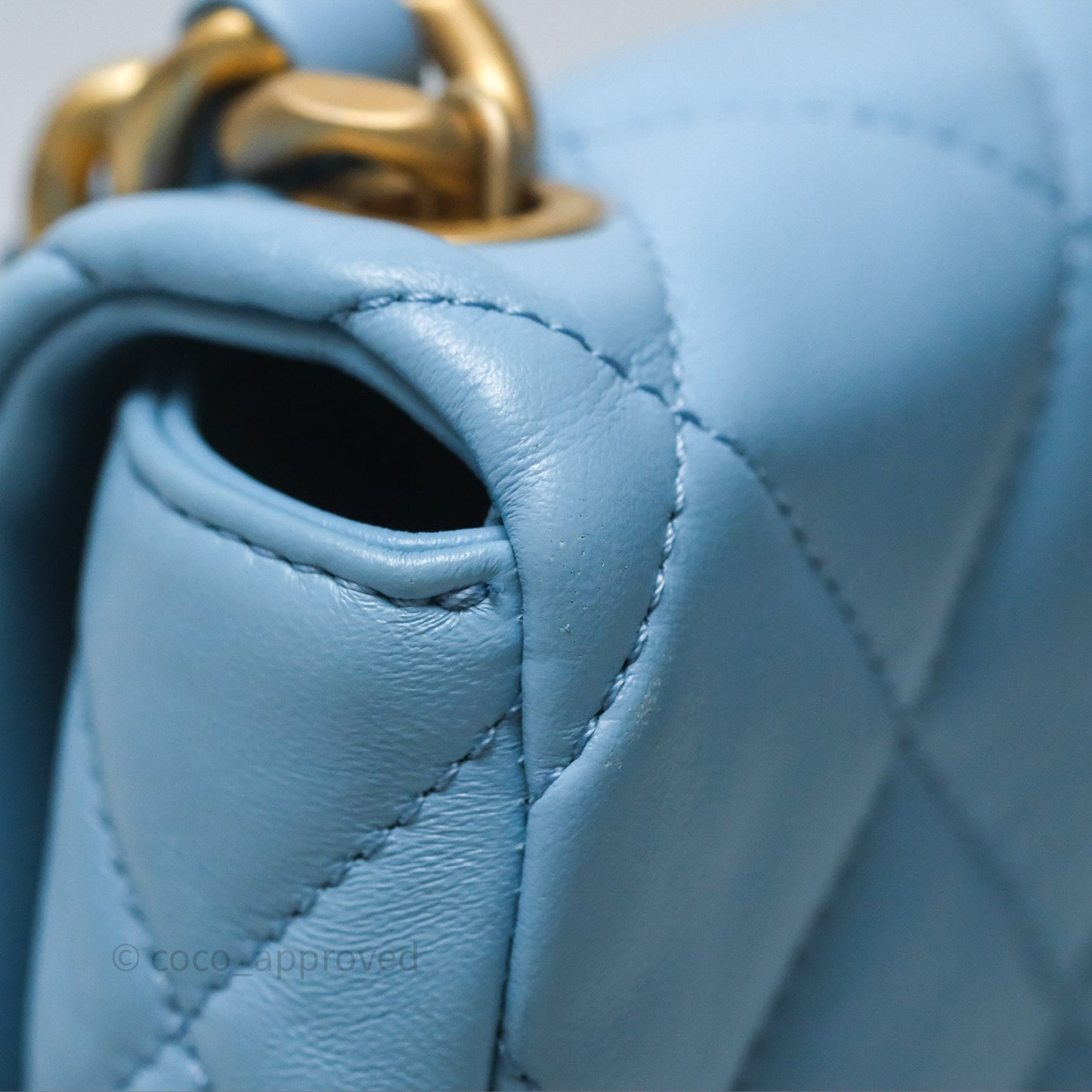 Chanel Small Flap Bag Blue Lambskin Gold and Lacquered Metal 22S