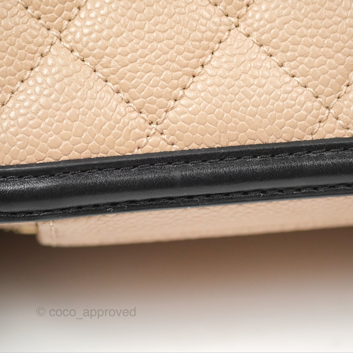 Chanel Quilted Medium CC Filigree Vanity Case Beige Black Caviar Gold Hardware