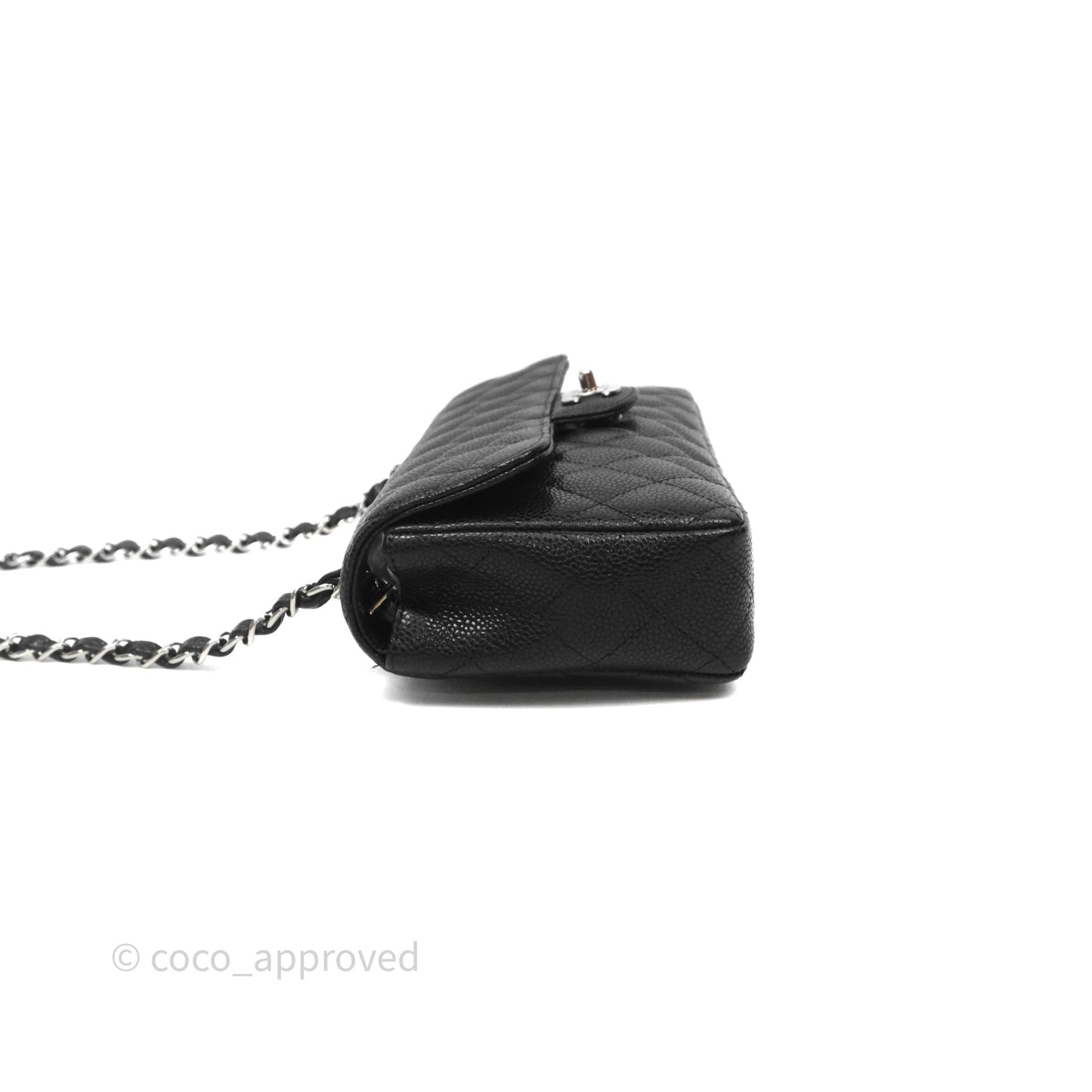 Chanel East West Flap Bag Black Caviar Silver Hardware
