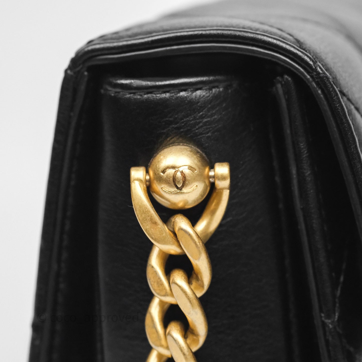 Chanel Mini Moon Messenger Bag Black Calfskin Aged Gold Hardware