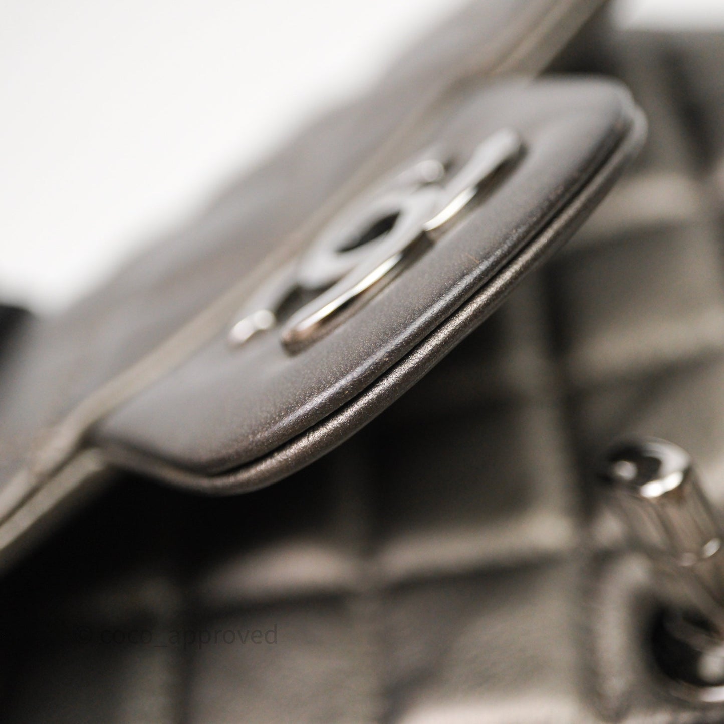 Chanel Mini Square Metallic Dark Grey Lambskin Dark Silver Hardware