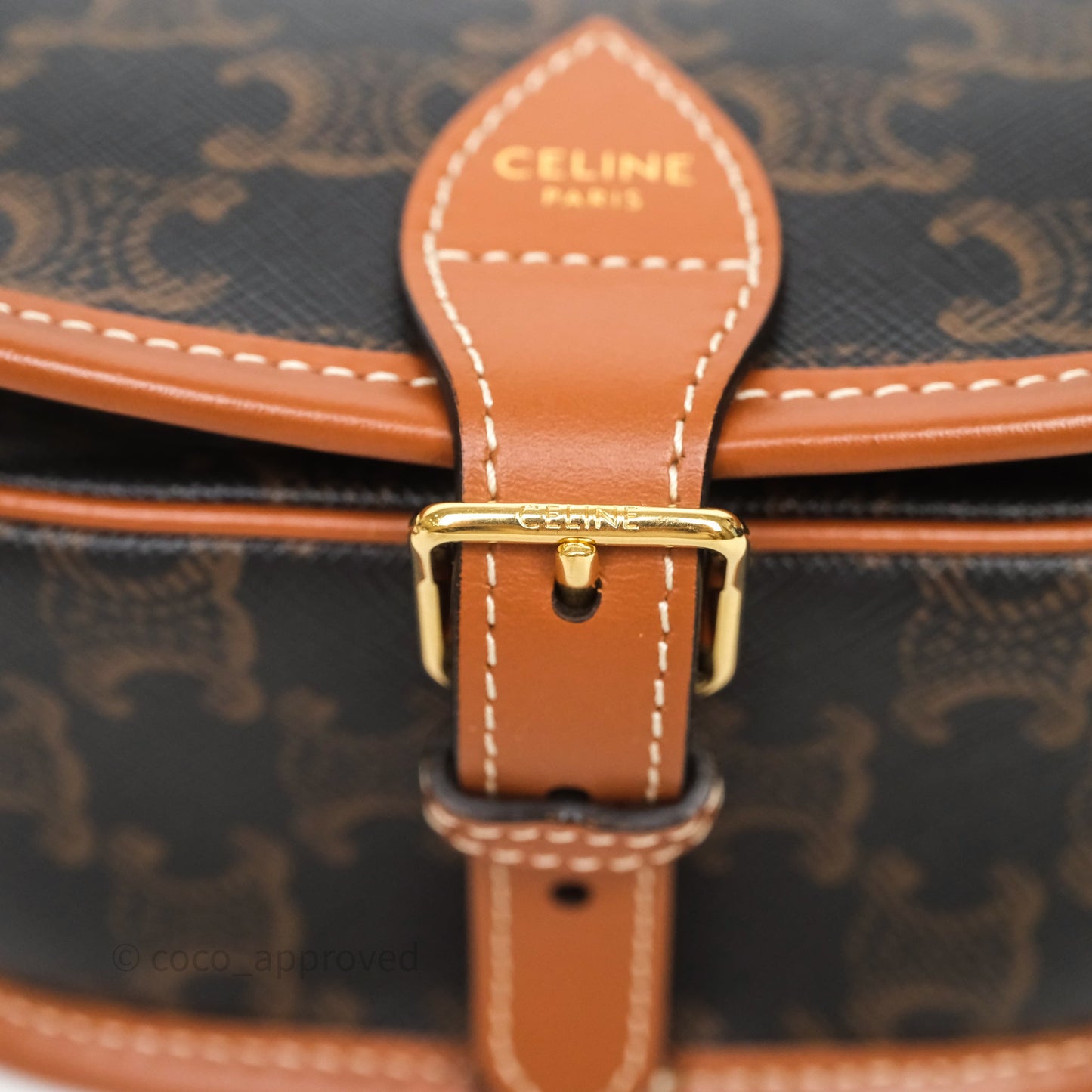 Celine Medium Folco Bag Triomphe Canvas Tan