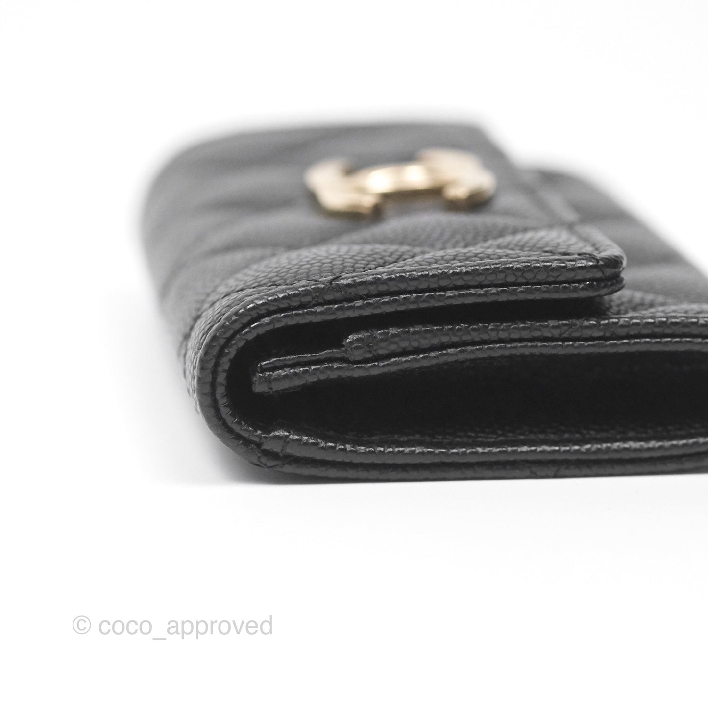 Chanel Flap Card Holder Black Caviar CC Gold Hardware