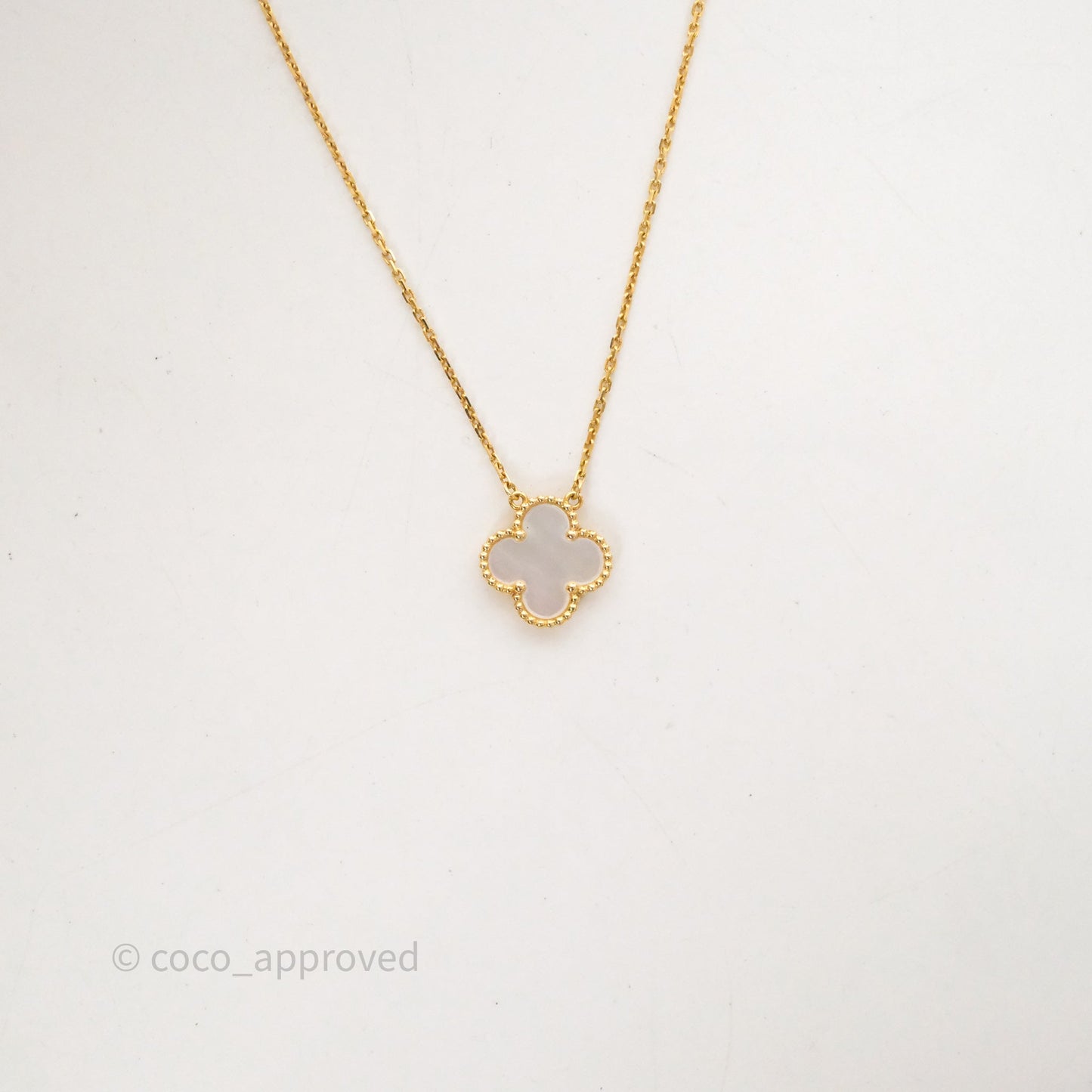 Van Cleef & Arpels Vintage Alhambra Pendant Necklace White Mother-of-pearl Yellow Gold