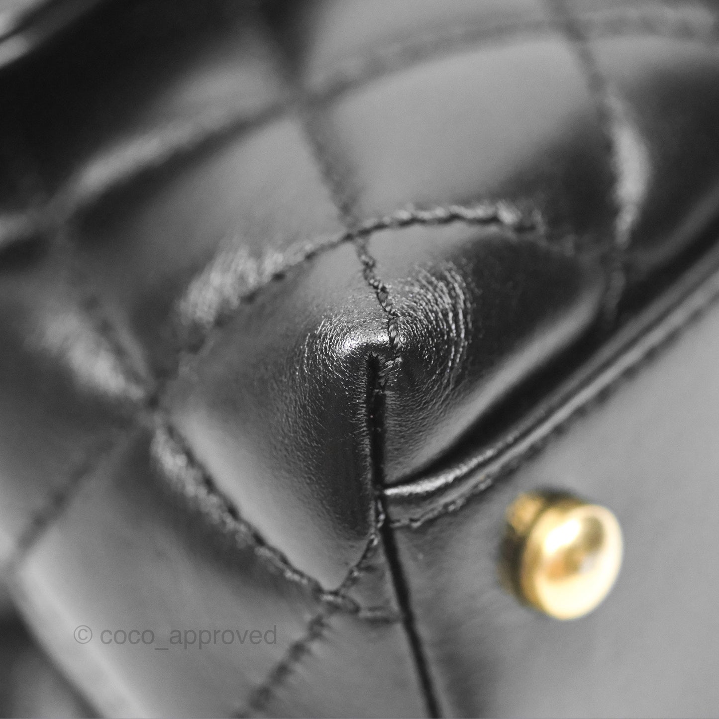 Chanel Small Coco Handle Quilted Black Calfskin Aged Gold Hardware