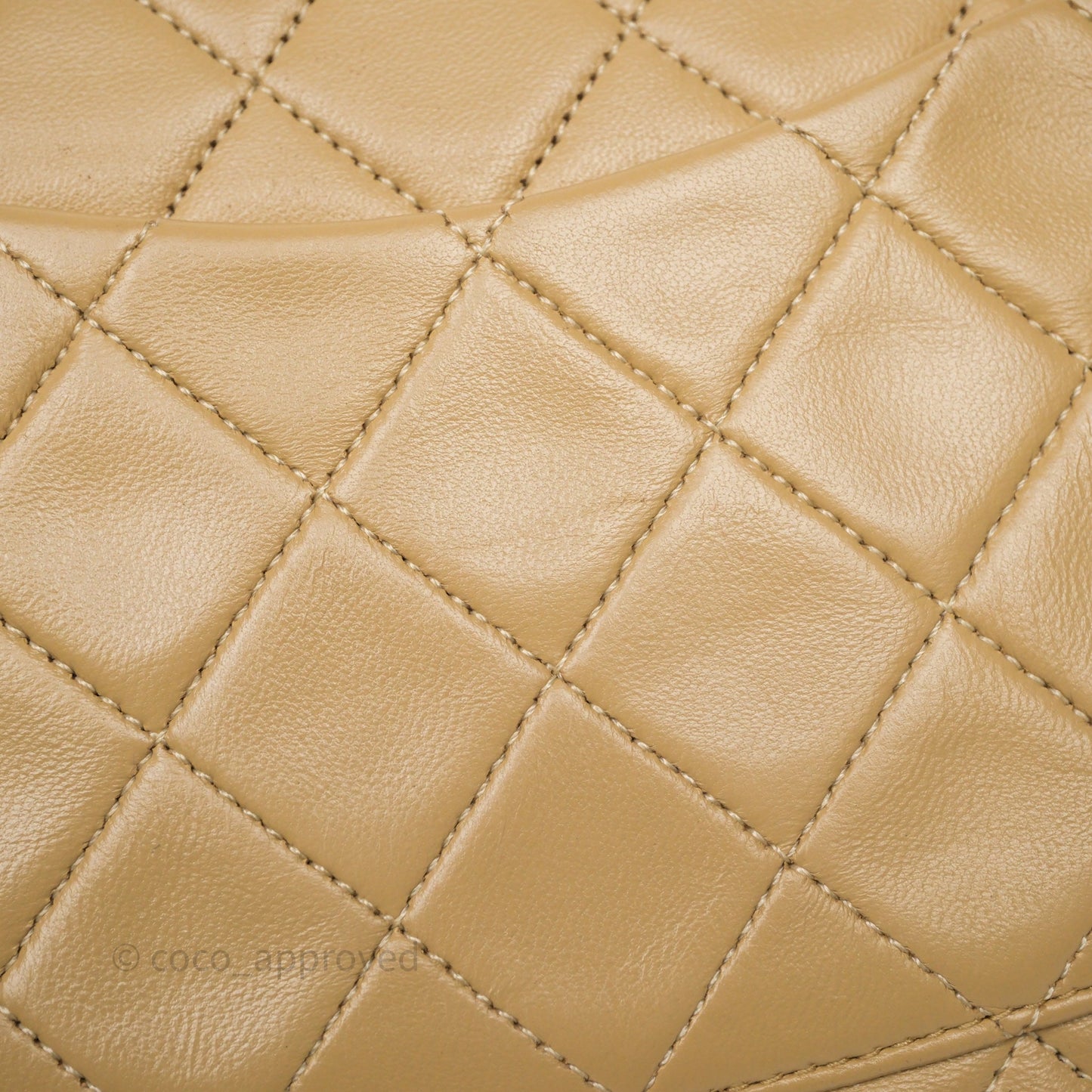 Chanel Vintage Medium Classic Flap Beige Lambskin 24K Gold Hardware