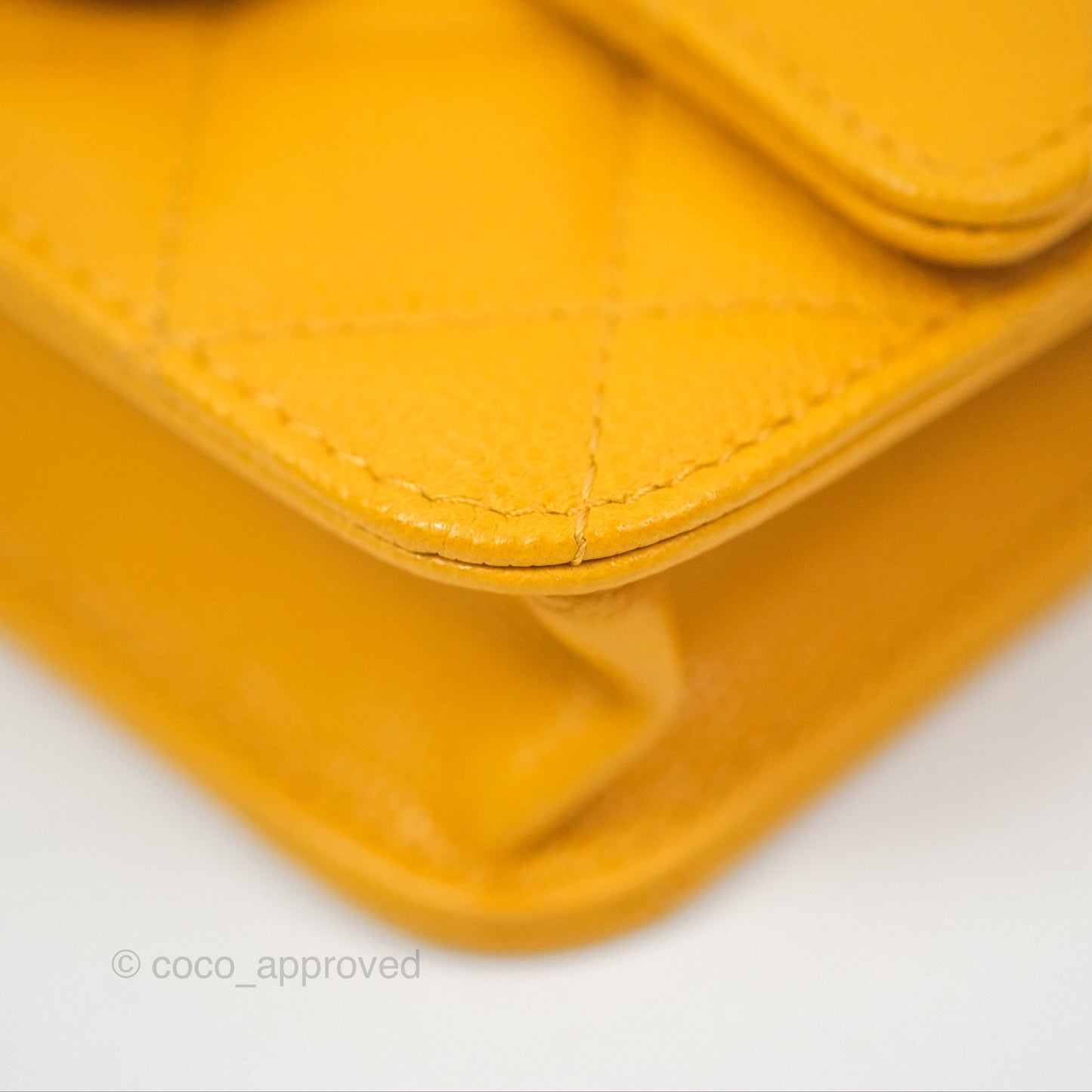 Chanel Mini Wallet With Chain Yellow Caviar Gold Hardware