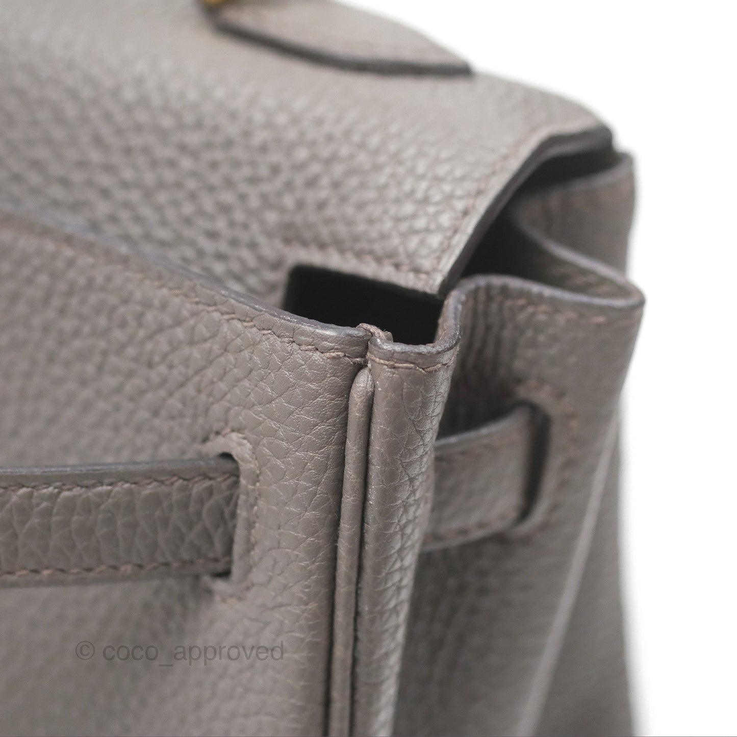 Hermès Retourne Kelly 25 Gris Etain 8F Togo Gold Hardware