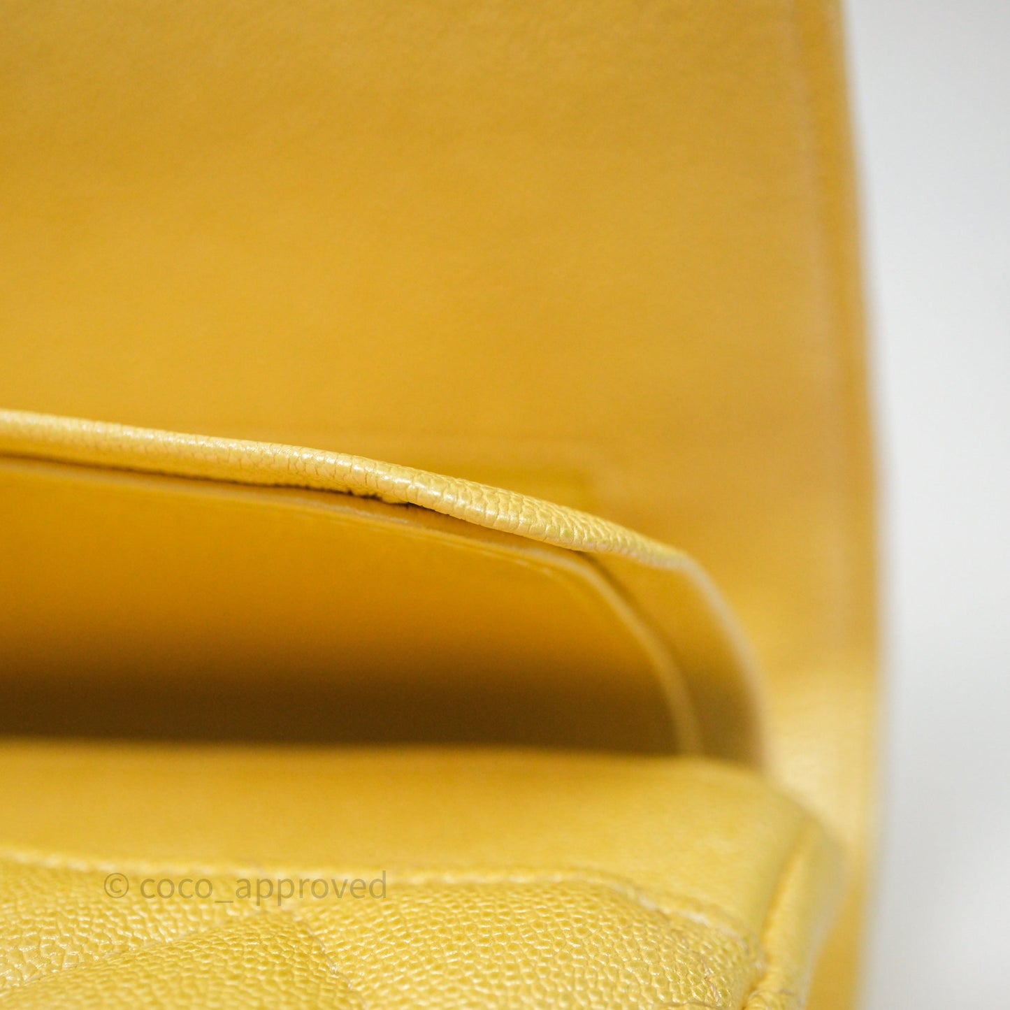 Chanel Classic M/L Medium Flap Quilted Iridescent Yellow Caviar Gold Hardware