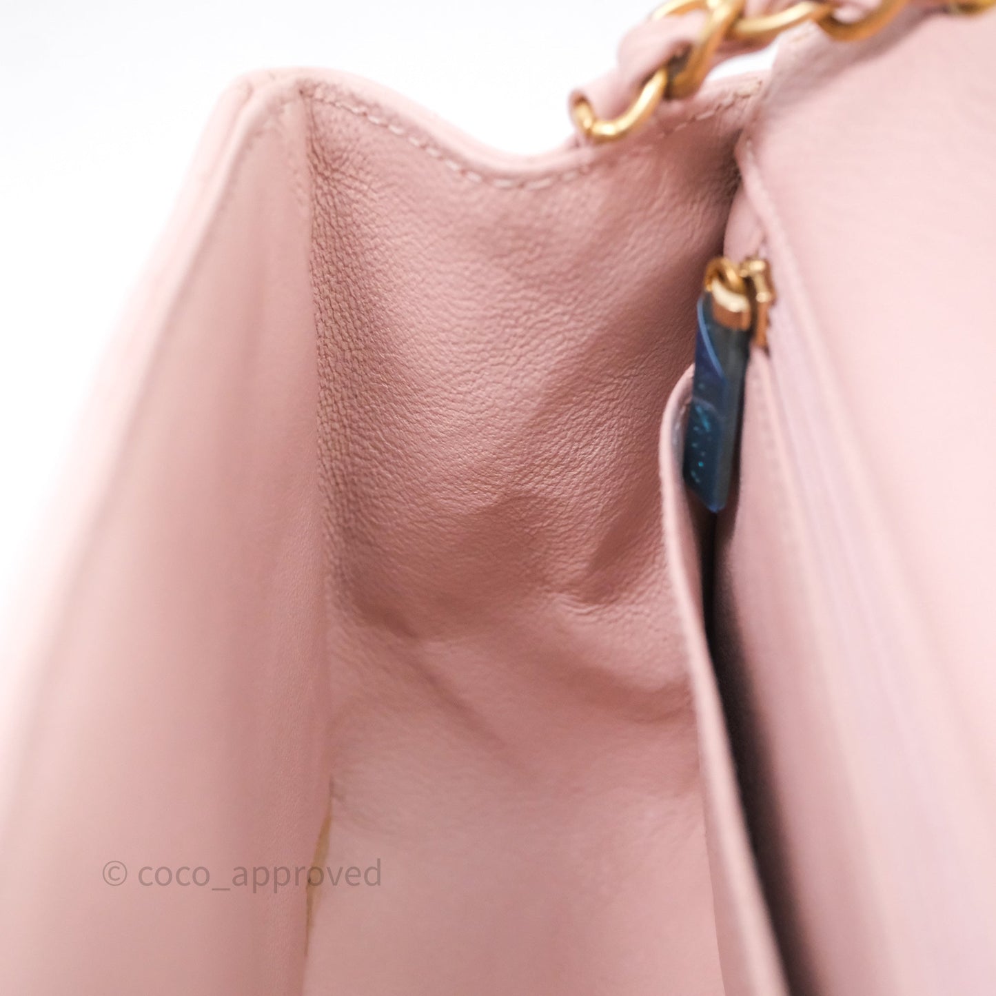 Chanel Mini Square Chevron Pink Calfskin Aged Gold Hardware