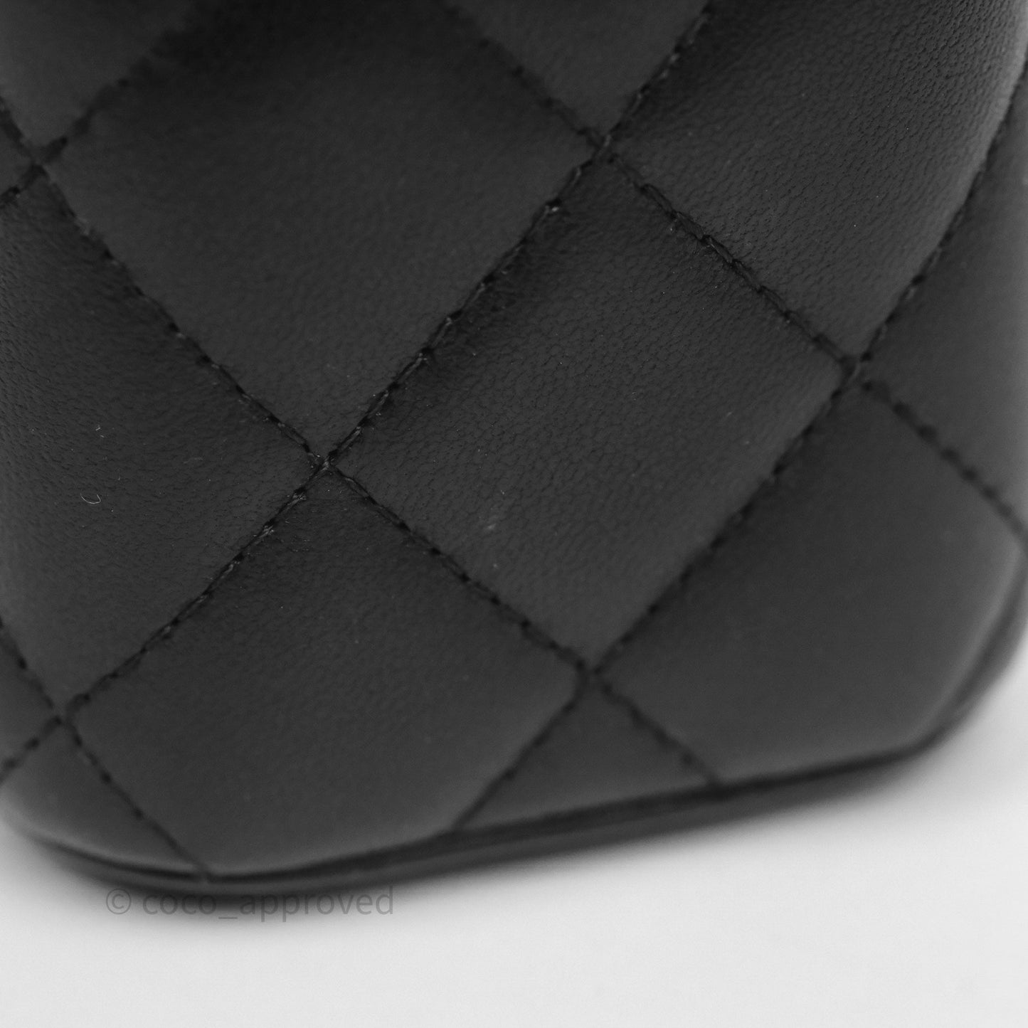 Chanel Quilted Pearl Crush Mini Vanity With Chain Black Lambskin Aged Gold Hardware