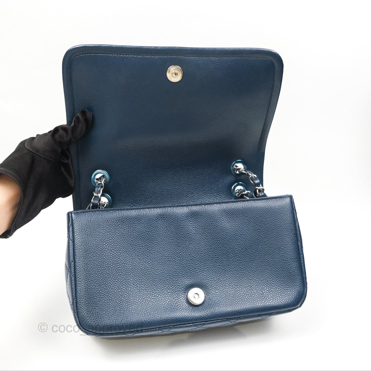 Chanel Medium Timeless CC Flap Bag Navy Caviar Silver Hardware