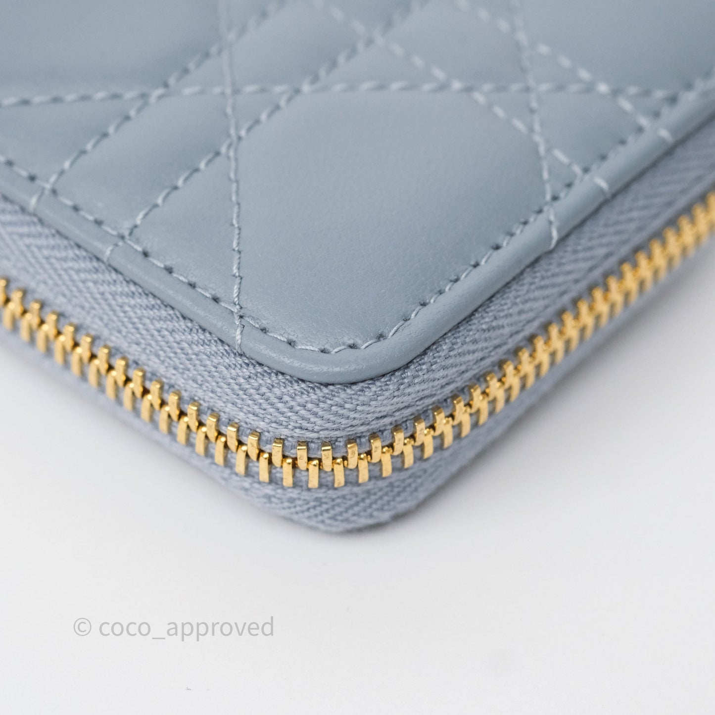 Dior Small Lady Dior Voyageur Coin Purse Cloud Blue Lambskin Cannage